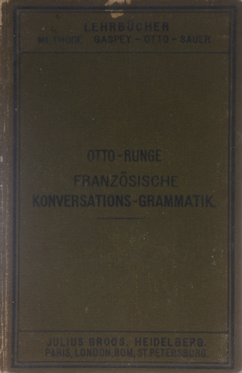 Franzosische Konversations-Grammatik Zum Schul- Und Privatunterricht0120710 Franzosische Konversations-Grammatik Zum Schul- Und Privatunterricht0120710Хайдельберг, 1903 год. Издательство Jules Groos.Типографский переплет.Сохранность хорошая. Разговорник на французском, немецком и английском языках, разработанный по методу Джаспей-Отто-Зауера. Книга подходит как для самостоятельного использования путешественниками, так и для школьников в качестве учебного пособия.Не подлежит вывозу за пределы Российской Федерации.