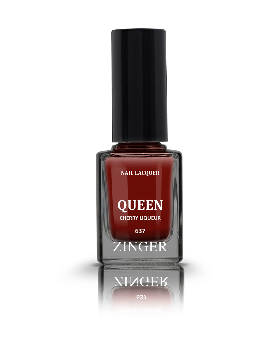 Zinger Лак для ногтей QUEEN CHERRY LIQUEUR 637, 12 мл78123 Zinger Лак для ногтей QUEEN CHERRY LIQUEUR 637, 12 мл7812360 трендовых оттенков для новой коллекции лака для ногтей Zinger 2016 произведены во Франции по экспертной технологии, которая обеспечивает прочное покрытие и одновременно заботится о здоровье ногтей, сохраняя их природную красоту. Новая формула лака Gel-technology 3-го поколения свободна от парабенов, толуола, ДБП, исключено использование камфоры и формальдегидной смолы. Для дополнительной защиты ногтей, в новой 5free формуле лаков Zinger появились UV-фильтры. Лак теперь наносится легко и быстро, абсолютно ровным слоем, благодаря новой профессиональной кисточке из 222 волосков. Лак держится намного дольше и высыхает после нанесения в течение нескольких минут. Сырье для производства лаков и конечный продукт –лаки Zinger не тестируются на животных.Фактура глянцевая