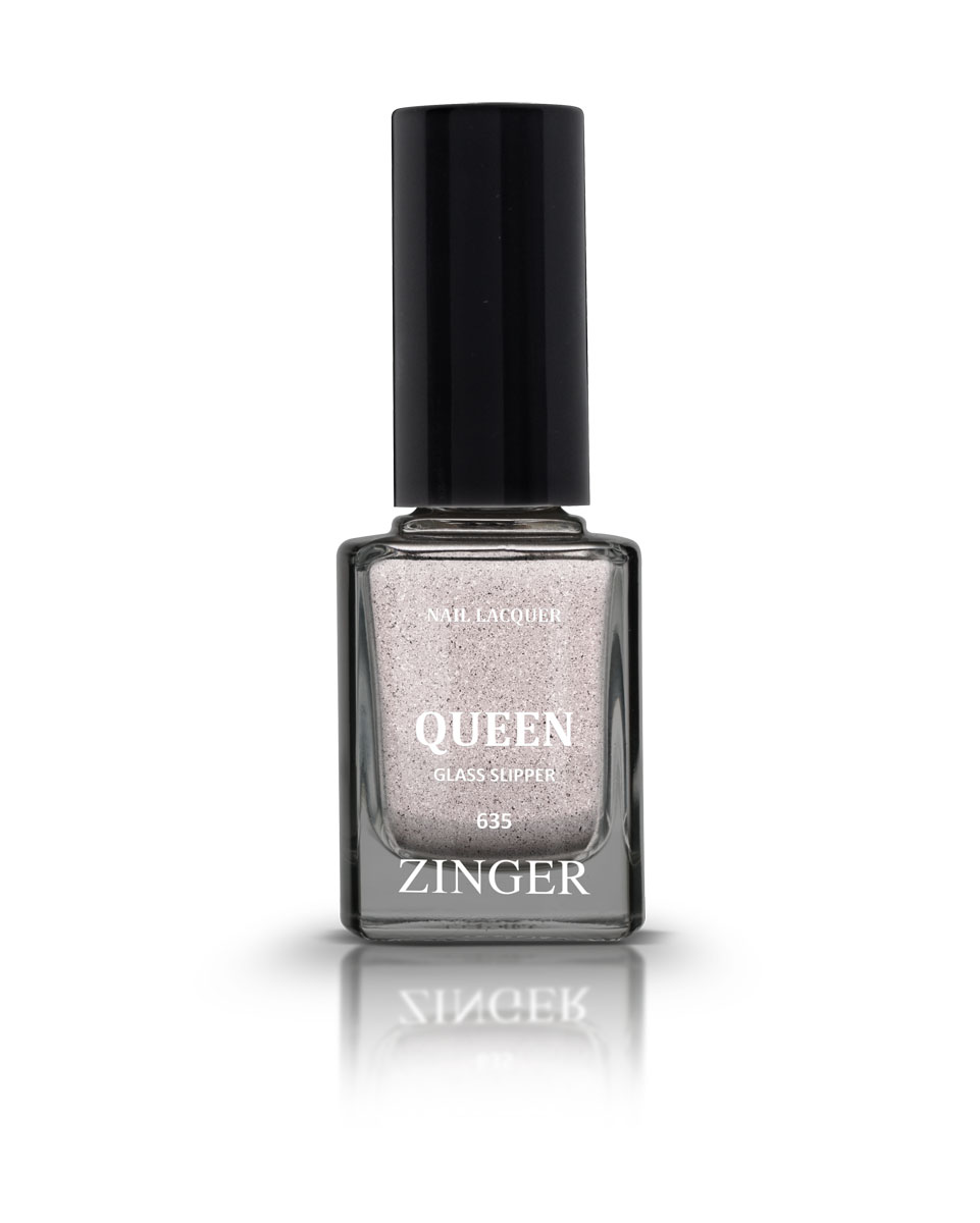 Zinger Лак для ногтей QUEEN GLASS SLIPPER 635, 12 мл78205 Zinger Лак для ногтей QUEEN GLASS SLIPPER 635, 12 мл7820560 трендовых оттенков для новой коллекции лака для ногтей Zinger 2016 произведены во Франции по экспертной технологии, которая обеспечивает прочное покрытие и одновременно заботится о здоровье ногтей, сохраняя их природную красоту. Новая формула лака Gel-technology 3-го поколения свободна от парабенов, толуола, ДБП, исключено использование камфоры и формальдегидной смолы. Для дополнительной защиты ногтей, в новой 5free формуле лаков Zinger появились UV-фильтры. Лак теперь наносится легко и быстро, абсолютно ровным слоем, благодаря новой профессиональной кисточке из 222 волосков. Лак держится намного дольше и высыхает после нанесения в течение нескольких минут. Сырье для производства лаков и конечный продукт –лаки Zinger не тестируются на животных.Фактура с глиттерами металлик