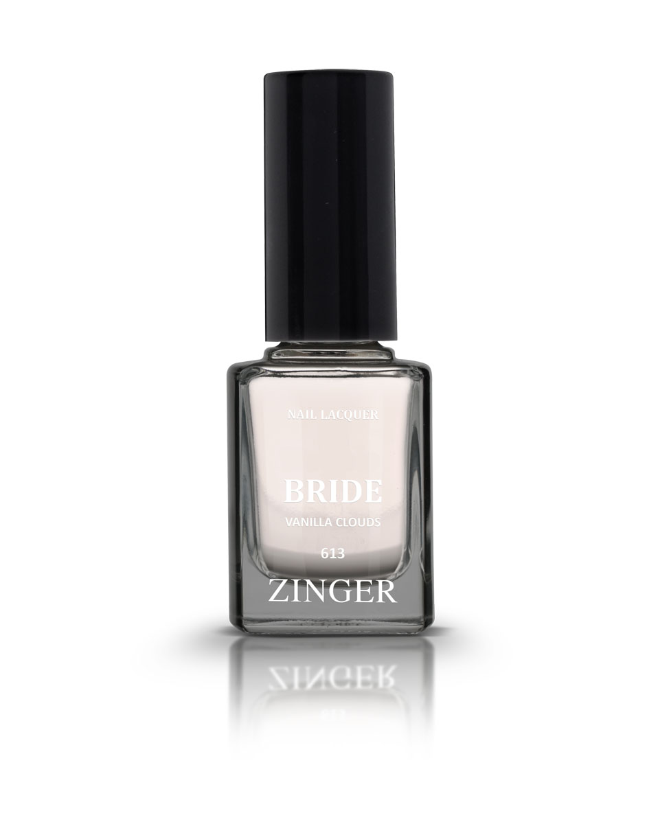 Zinger Лак для ногтей BRIDE VANILLA CLOUDS 613, 12 мл78209 Zinger Лак для ногтей BRIDE VANILLA CLOUDS 613, 12 мл7820960 трендовых оттенков для новой коллекции лака для ногтей Zinger 2016 произведены во Франции по экспертной технологии, которая обеспечивает прочное покрытие и одновременно заботится о здоровье ногтей, сохраняя их природную красоту. Новая формула лака Gel-technology 3-го поколения свободна от парабенов, толуола, ДБП, исключено использование камфоры и формальдегидной смолы. Для дополнительной защиты ногтей, в новой 5free формуле лаков Zinger появились UV-фильтры. Лак теперь наносится легко и быстро, абсолютно ровным слоем, благодаря новой профессиональной кисточке из 222 волосков. Лак держится намного дольше и высыхает после нанесения в течение нескольких минут. Сырье для производства лаков и конечный продукт –лаки Zinger не тестируются на животных.Фактура глянцевая