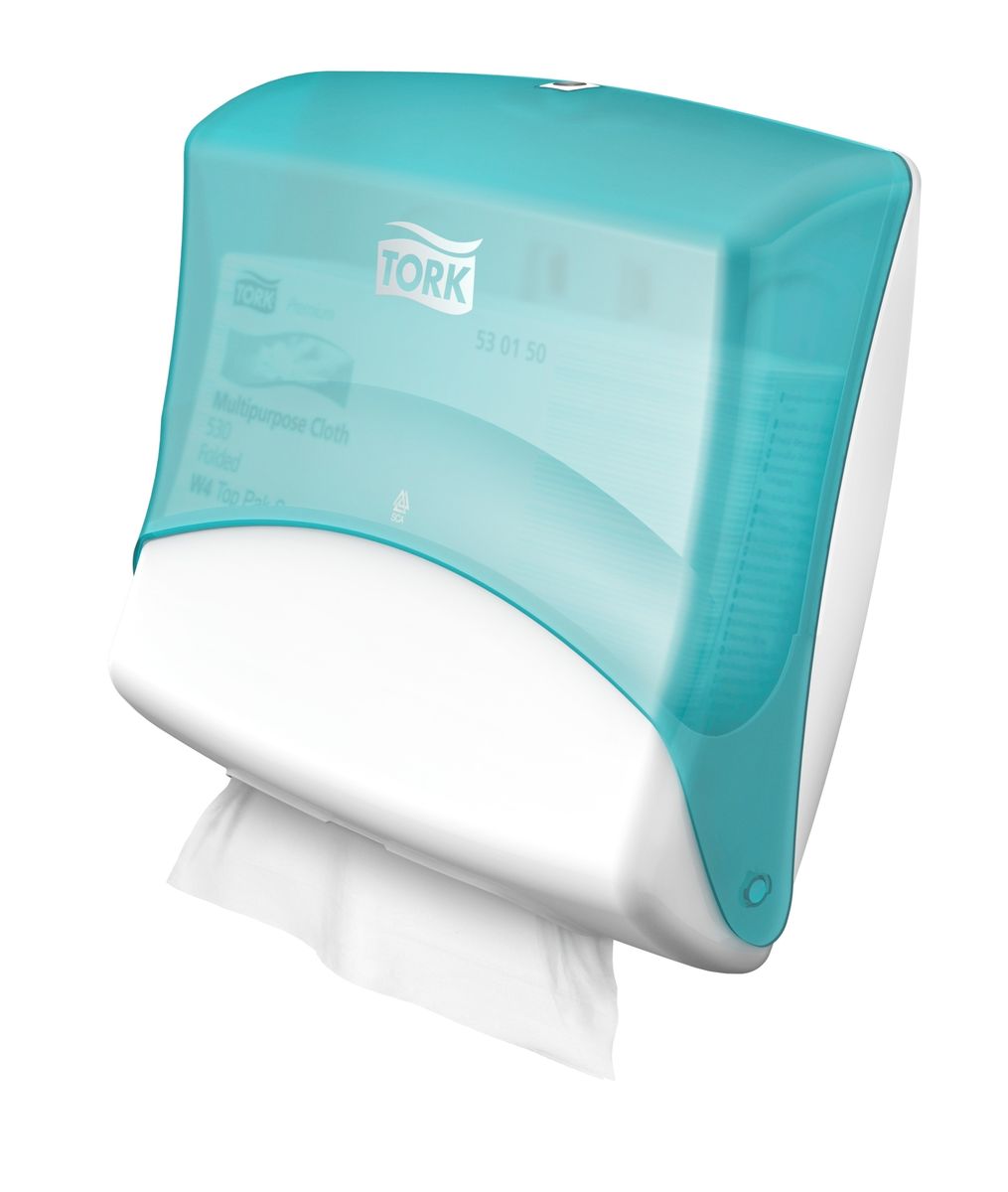 Диспенсер для бумажных полотенец Tork, цвет: белый, бирюзовый. 654000654000 Диспенсер для бумажных полотенец Tork, цвет: белый, бирюзовый. 654000654000Диспенсер для бумажных полотенец Tork легко монтировать и в случае необходимости легко снять со стены.Диспенсер защищает материал от попадания влаги и грязи и обеспечивает экономичный листовой отбор. Идеально подходит для индустриального производства и для зон с повышенными требованиями к гигиене, например, пищевого производства. Средняя емкость. Различные варианты крепления. Широкий выбор расходных материалов.