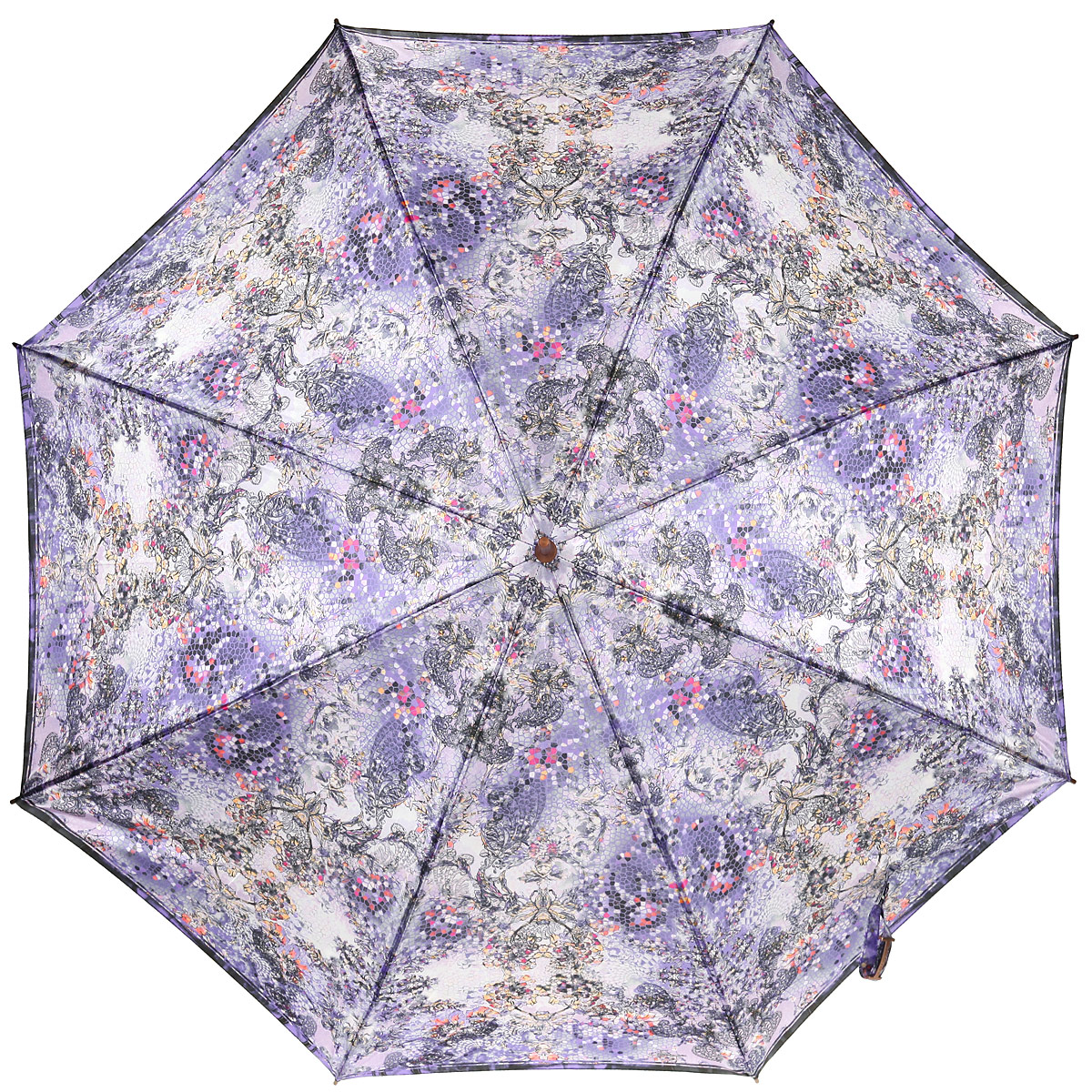 Зонт-трость женский Eleganzza, полуавтомат, цвет: лиловый. T-06-0275