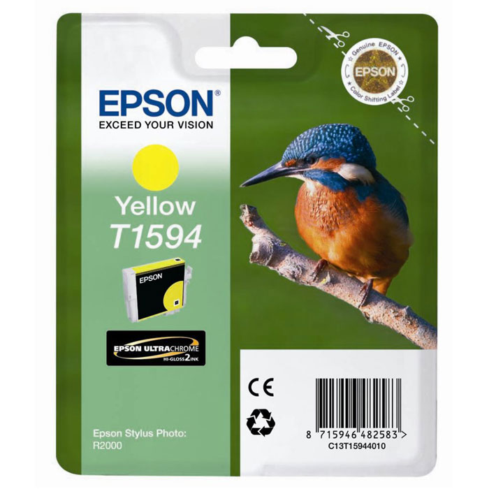 Epson T1594 (C13T15944010), Yellow картридж для Stylus Photo R2000C13T15944010 Epson T1594 (C13T15944010), Yellow картридж для Stylus Photo R2000C13T15944010Картридж Epson T1594 для струйных принтеров Epson Stylus Photo R2000.Расходные материалы Epson для печати максимизируют характеристики принтера. Обеспечивают повышенную четкость изображения и плавность переходов оттенков и полутонов, позволяют отображать мельчайшие детали изображения. Обеспечивают надежное качество печати.