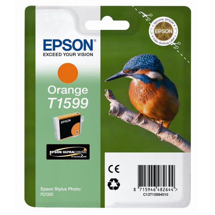Epson T1599 (C13T15994010), Orange картридж для Stylus Photo R2000C13T15994010 Epson T1599 (C13T15994010), Orange картридж для Stylus Photo R2000C13T15994010Картридж Epson T1599 для струйных принтеров Epson Stylus Photo R2000.Расходные материалы Epson для печати максимизируют характеристики принтера. Обеспечивают повышенную четкость изображения и плавность переходов оттенков и полутонов, позволяют отображать мельчайшие детали изображения. Обеспечивают надежное качество печати.