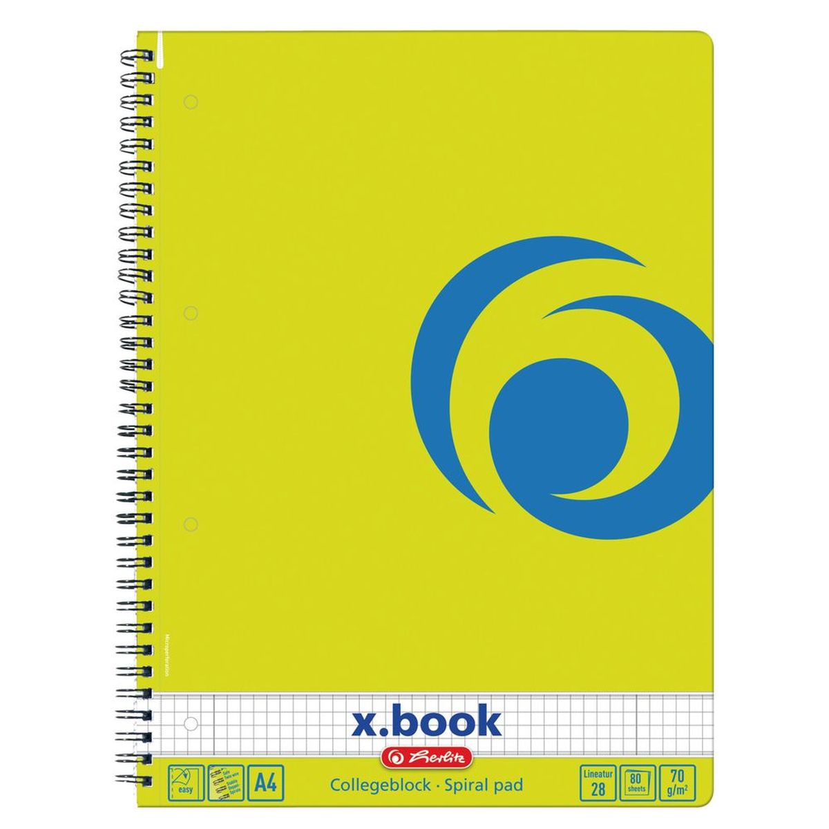 Herlitz Блокнот x.book Лимон 80 листов в клетку11365574 Herlitz Блокнот x.book Лимон 80 листов в клетку11365574Блокнот Herlitz серии x.book - ваш идеальный партнер для дома и отдыха. Благодаря разнообразию форм в четырех форматах от А4 до А7, x.book пригодится в любой ситуации и поднимет настроение благодаря веселым расцветкам, например, солнечный желтый, яркий красный, сочный зеленый и сияющий синий.Блокнот содержит 80 листов формата А4 в клетку с полями. Обложка выполнена из качественного ламинированного картона. Внутренний спиральный блок изготовлен из металла и гарантирует надежное крепление листов.Блокнот для записей от Herlitzстанет достойным аксессуаром среди ваших канцелярских принадлежностей. Это отличный подарок как коллеге или деловому партнеру, так и близким людям.