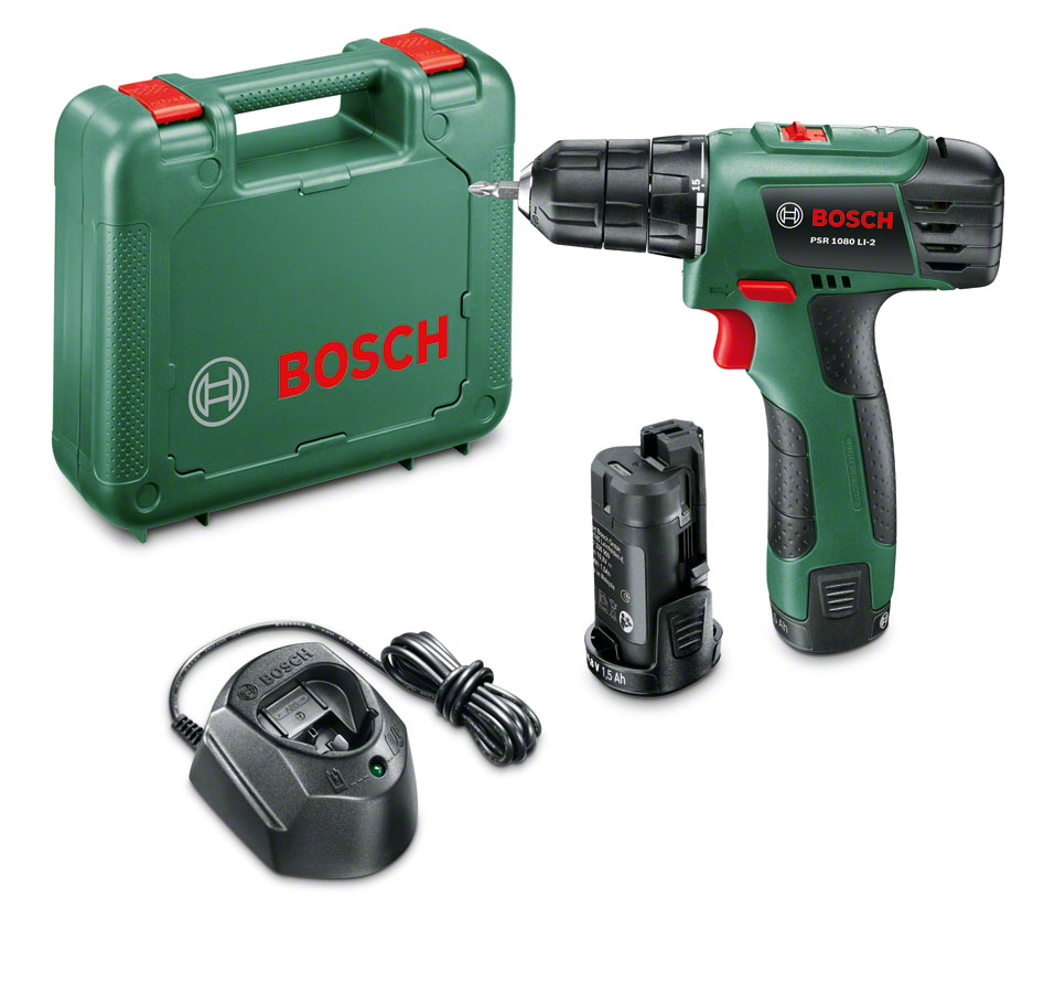 Аккумуляторная дрель-шуруповерт Bosch PSR 1080 Li-2 06039A210106039A2101 Аккумуляторная дрель-шуруповерт Bosch PSR 1080 Li-2 06039A210106039A2101Аккумуляторный шуруповерт PSR 1080 Li-2 - качество Bosch при выгодной цене!Длительный срок службы батареи: тип аккумулятора – LI IonCистема защиты аккумулятора от перегрузки, перегрева и глубокого разрядаШирокие возможности: расширенное применение благодаря двум скоростямКонтроль скорости вращения за счет кнопки с длинным ходомЭргономичный дизайн рукояткиОсвещение темных участков благодаря встроенному LED-светодиодуОптимальная настройка крутящего момента для высокоточного заворачивания шурупов с числом ступеней крутящего момента 15+1Инструмент может быть использован с любыми аккумуляторами 10,8 В от Bosch, аккумулятор может быть применен для любого электроинструмента с напряжением 10,8 В от BoschКомплектация:- 3-часовое зарядное устройство- Двойная бита- Пластмассовый кейс- Аккумуляторный блок (1,5 А*ч), 2 шт. Технические характеристики:- Тип аккумулятора: Li-On- Количество скоростей: 2- Диаметр шурупов: 6 мм- Диаметр сверления в стали: 6 мм- Диаметр сверления в древесине: 20 мм- Число оборотов на холостом ходу (1-ая/2-ая скорость): 0-430/1600 об/мин- Максимальный крутящий момент при заворачивании шурупов в мягкий/твердый материал: 11/20 Нм - Напряжение аккумулятора: 10,8 В- Емкость аккумулятора: 1.5 А/ч - Вес: 1 кг
