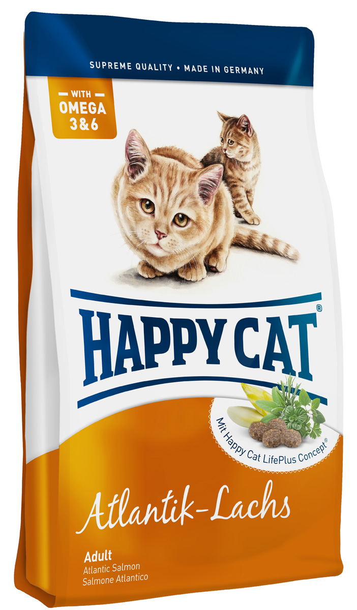 Happy Cat Adult Атлантический лосось, для кошек с чувствительным пищеварением, 10 кг70034 Happy Cat Adult Атлантический лосось, для кошек с чувствительным пищеварением, 10 кг70034Happy Cat Атлантический лосось обеспечивает маленького искателя приключении всеми важными питательными веществами, которые ему необходимы для уличных прогулок или для безудержной игры. Happy Cat Атлантический лосось содержит легко усваиваемый лосось и птицу. Изысканная рецептура была специально разработана для кошек свободно гуляющих и активных кошек. Калорийность корма была адаптирована к физической активности.Корм содержит природные Омега 3 и Омега 6 кислоты – лучшая предпосылка для сияющей шерсти. Все важные компоненты, основанные на революционном концептеAll In One,которые нужны котятам для активного образа жизни так же содержатся и в этом корме Happy Cat, а именно профилактика скопления шерсти, уход да полостью рта, Омега 3 и Омега 6 для кожи и шерсти, гарантированная вкусовая привлекательность, большое количество животного протеина и Happy Cat Naturallife Concept. В состав данного корма входит настоящий новозеландский моллюск и льняное семя для поддержки суставов и иммунитета что является хорошим заботой по отношению к активным кошкам.Состав: птица (18,5%), птичий жир, лосось (11%), рисовая мука, кукурузная мука, кукуруза, мясопродукты, картофельные хлопья, клетчатка, гемоглобин, свекольная пульпа*, хлорид натрия, сухое цельное яйцо, дрожжи, хлорид калия, яблочная пульпа (0,4%), морские водоросли (0,2%), семя льна (0,2%), новозеландский моллюск* (0,04%), корень цикория* (0,04%), дрожжи* (экстрагированные), расторопша, артишок, одуванчик, имбирь, березовый лист, крапива, ромашка, кориандр, розмарин, шалфей, корень солодки, тимьян (общий объём сухих трав: 0,18%); **) в сушёном виде, с частичным гидролизом, *) в сушёном виде.Добавки: Витамины / кг: витамин A (3а672а) 18000 МE, витамин D3 1800 МЕ, витамин E (альфа-токоферол 3a700) 100 мг, витамин B1 (тиаминмононитрат 3a821) 5 мг, витамин B2 (рибофлавин) 6 мг, витамин B6 (пиридоксингидрохлорид 3a831) 4 мг, D(+) биотин (3a880) 700 мкг, кальция-D-пантотенат 12 мг, ниацин 45 мг, витамин B12 75 мкг, холинхлорид 75 мг.Микроэлементы/кг: железо 120 мг (сульфат железа (II)), медь 12 мг (сульфат меди (II)), цинк 150 мг (оксид цинка) , марганец 30 мг (оксид марганца (II)), йод 2,5 мг (йодат кальция 3b202), селен 0,2 мг (селенит натрия). аминокислоты / кг: DL-метионин: 4400 мг. таурин (3a370) 1000 мг.Товар сертифицирован.