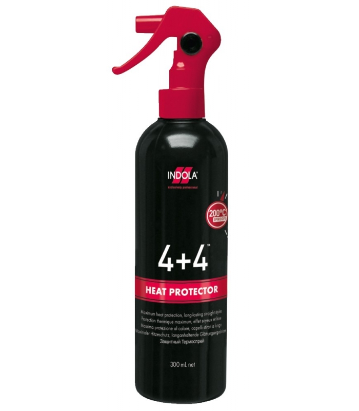 Indola Защитный термо-спрей 4+4 Heat Protector Spray - 300 мл1455785/133684 Indola Защитный термо-спрей 4+4 Heat Protector Spray - 300 мл1455785/133684Термо-спрей Indola 4+4 защищает волосы от вредного воздействия при горячей укладке (фен, выпрямитель и т.п.), выдерживает до 200 С. Баллончик с пульверизатором.