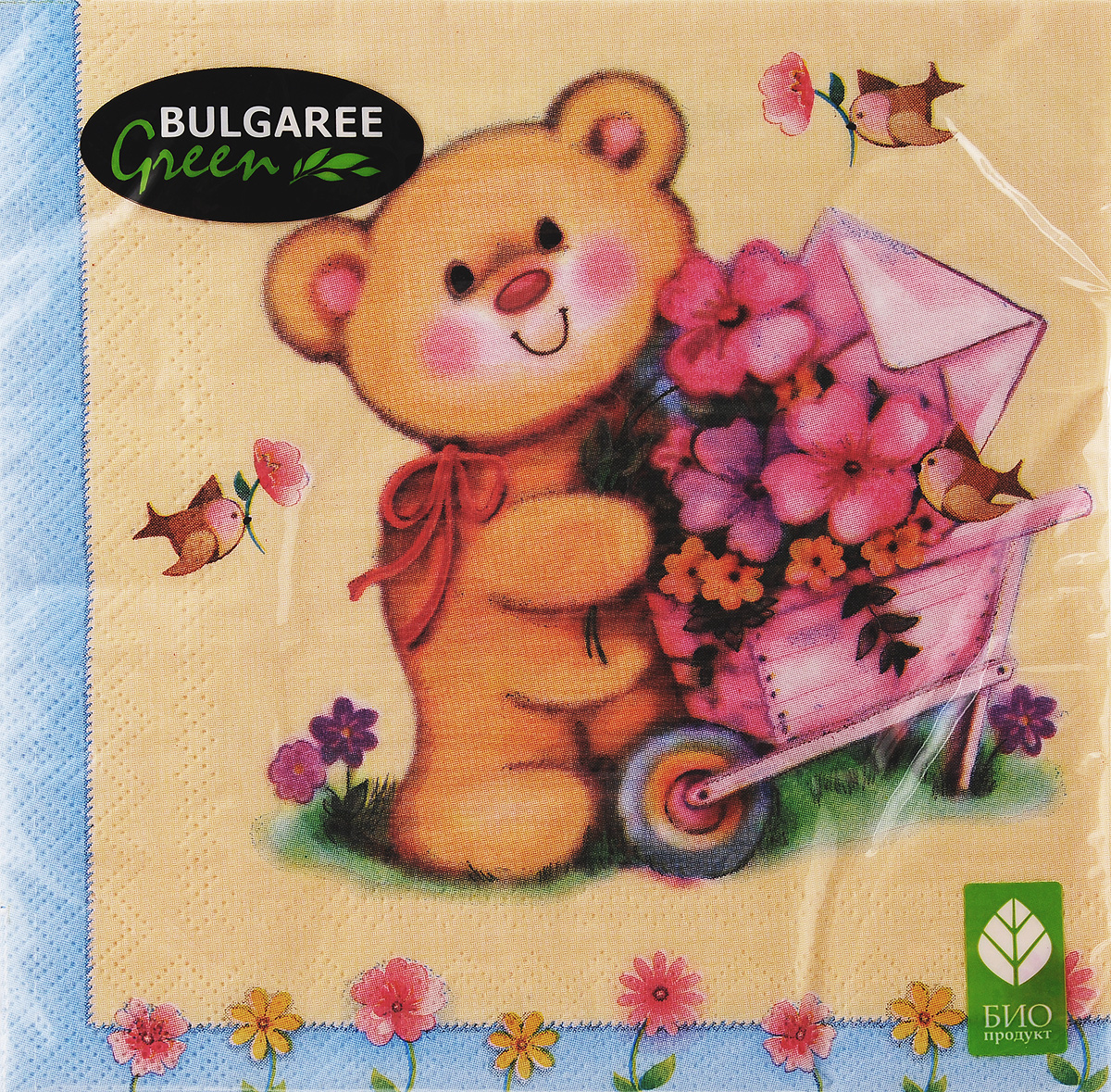 Салфетки бумажные Bulgaree Green Мишутка, трехслойные, 33 х 33 см, 20 шт