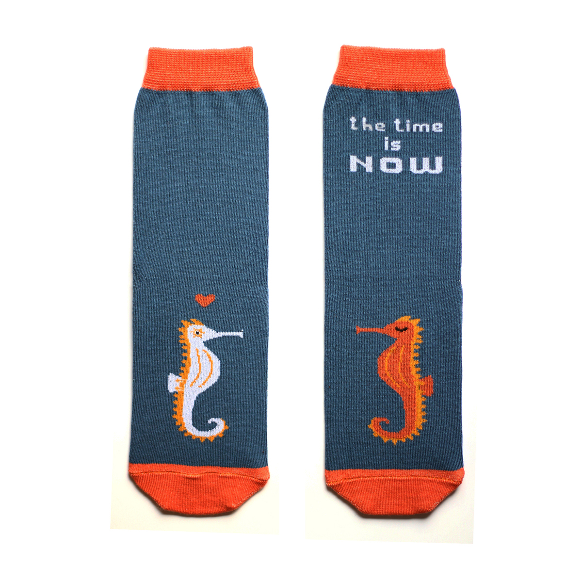 Носки женские Big Bang Socks Морские коньки, цвет: синий, оранжевый. a191. Размер 35/39