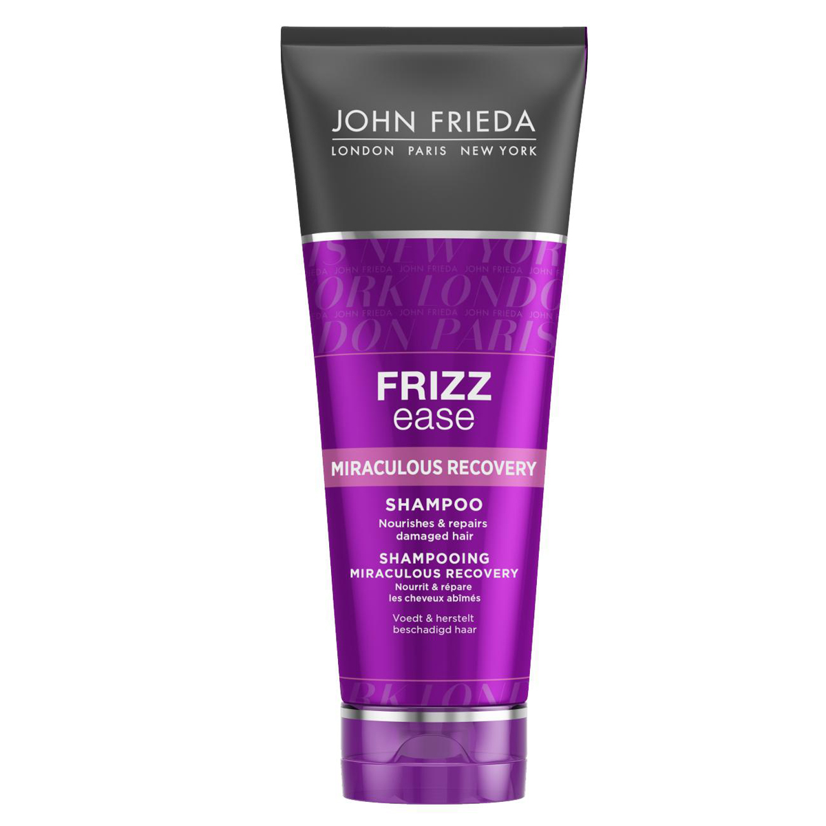 John Frieda Шампунь для укрепления волос Miraculous recovery, 250 млjf111110 John Frieda Шампунь для укрепления волос Miraculous recovery, 250 млjf111110Питает и восстанавливает поврежденные волосы. Питает и ощутимо восстанавливает структуру ломких, поврежденных и пересушенных вьющихся волос. Восстанавливающий аминокомплекс в составе шампуня Miraculous Recovery вернет вашим волосам упругость и ухоженный вид. Применение: Нанесите на влажные волосы, вспеньте и тщательно смойте. Для наилучшего результата используйте вместе с кондиционером для интенсивного укрепления непослушных волос Miraculous Recovery.