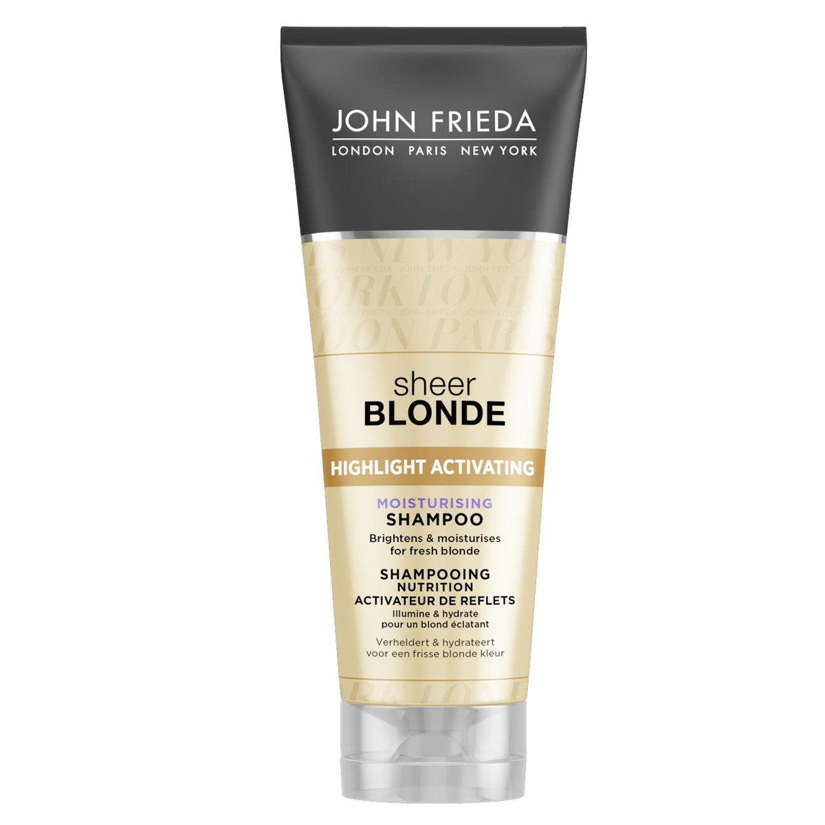 John Frieda Увлажняющий активирующий шампунь для оттенков светлый блондин, 250 млjf212110 John Frieda Увлажняющий активирующий шампунь для оттенков светлый блондин, 250 млjf212110Увлажняет и возвращает сияние светлым волосам. Увлажняет и придает сияние светлым волосам. Формула увлажняющего шампуня содержит экстракты подсолнечника и белого чая, усиливает сияние любого оттенка светлых волос. Применение: Нанесите на влажные волосы, вспеньте и тщательно смойте. Для наилучшего результата и увлажнения волос далее используйте увлажняющий активирующий шампунь для светлых волос Sheer Blonde.НЕ ОКРАШИВАЕТ ВОЛОСЫ *Безопасен для натуральных, окрашенных и мелированных волос. Характеристики:Объем: 250 мл. Производитель: Великобритания. Товар сертифицирован.