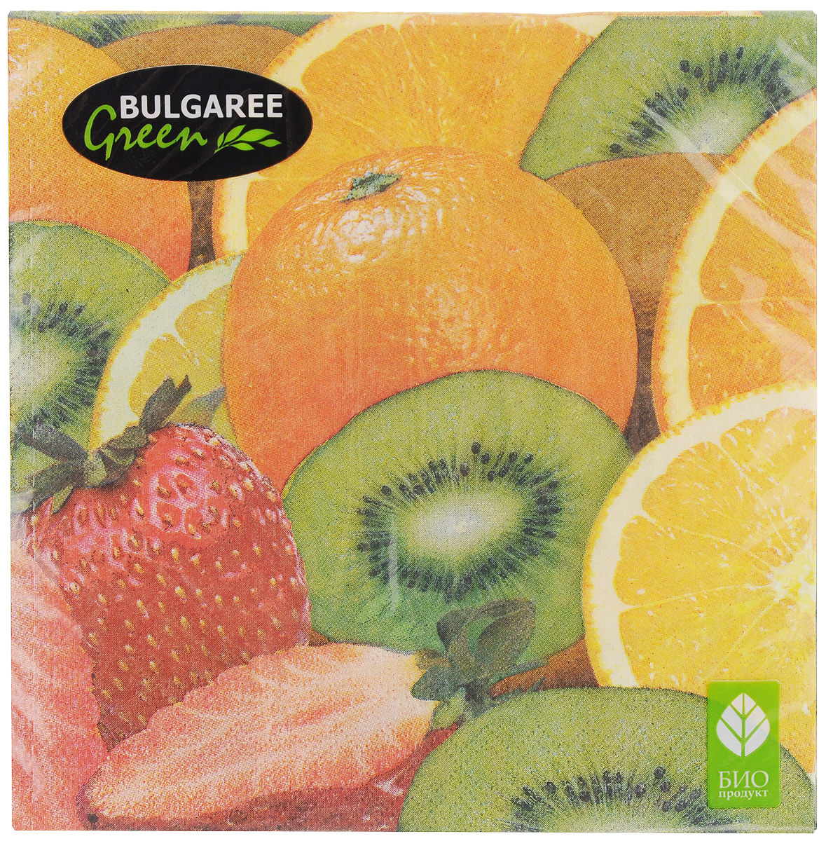Салфетки бумажные Bulgaree Green Фрукты, трехслойные, 33 х 33 см, 20 шт