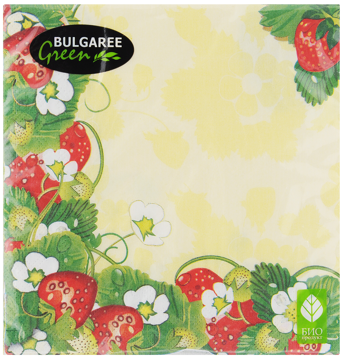 Салфетки бумажные Bulgaree Green Земляника, трехслойные, 33 х 33 см, 20 шт1001996 Салфетки бумажные Bulgaree Green Земляника, трехслойные, 33 х 33 см, 20 шт1001996Декоративные трехслойные салфетки Bulgaree Green Земляника выполнены из 100%целлюлозы европейского качества и оформлены ярким рисунком. Изделия станут отличным дополнением любого праздничного стола. Они отличаются необычной мягкостью, прочностью и оригинальностью.Размер салфеток в развернутом виде: 33 х 33 см.