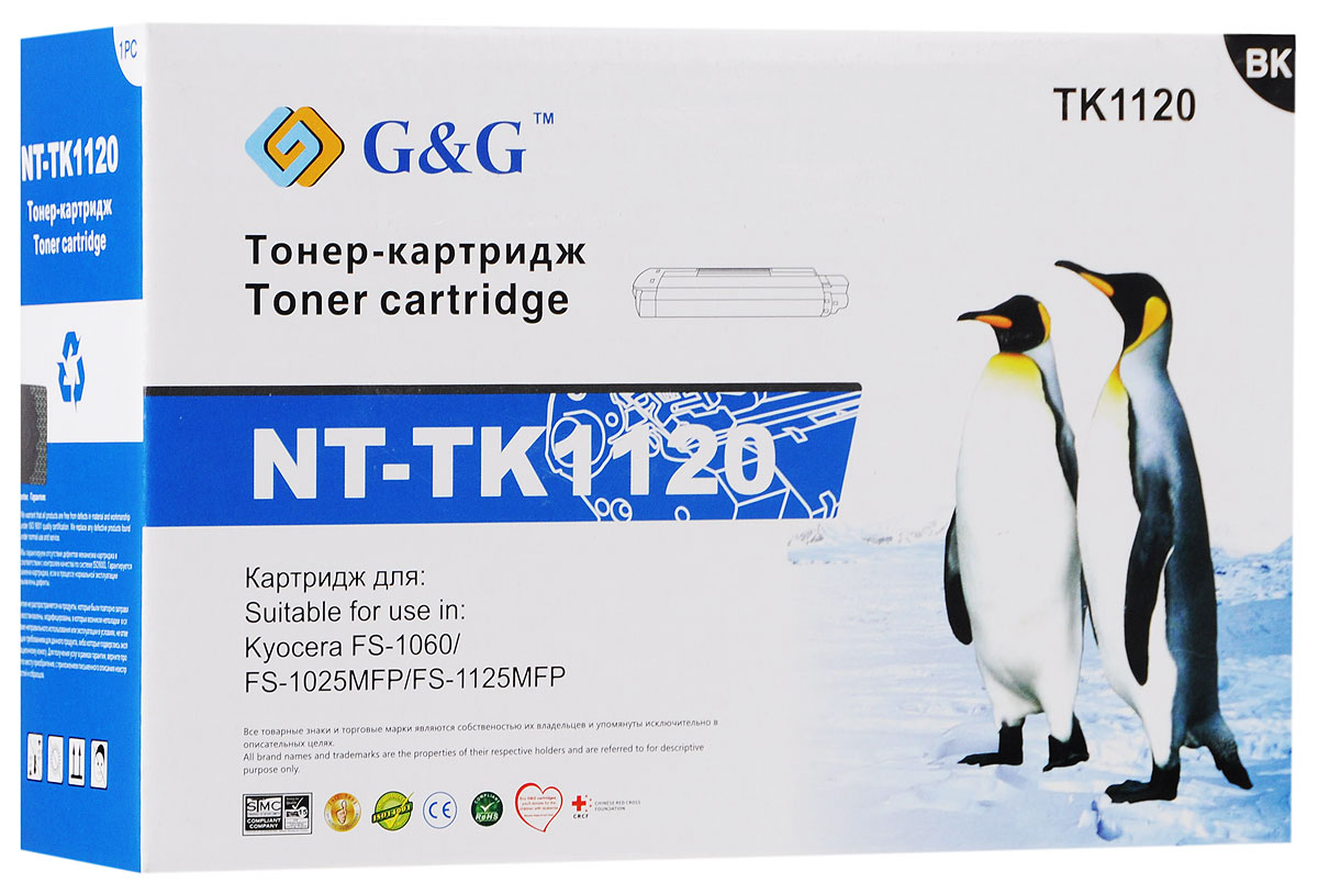G&G NT-TK1120 тонер-картридж для Kyocera FS-1060/1025MFP/1125MFPNT-TK1120 G&G NT-TK1120 тонер-картридж для Kyocera FS-1060/1025MFP/1125MFPNT-TK1120Тонер-картридж G&G NT-TK1120 для лазерных принтеров Kyocera FS-1060/1025MFP/1125MFP.Расходные материалы G&G для лазерной печати максимизируют характеристики принтера. Обеспечивают повышенную чёткость чёрного текста и плавность переходов оттенков серого цвета и полутонов, позволяют отображать мельчайшие детали изображения. Обеспечивают надежное качество печати.