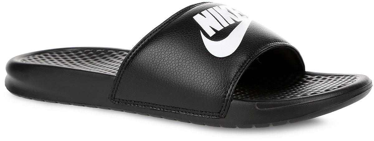 Шлепанцы мужские Nike Benassi JDI, цвет: черный. 343880-090. Размер 9 (42)343880-090 Шлепанцы мужские Nike Benassi JDI, цвет: черный. 343880-090. Размер 9 (42)343880-090Мужские шлепанцы Benassi JDI от Nike подарят вам максимальный комфорт. Верх модели, выполненный из синтетической кожи, оформлен логотипом и названием бренда. Текстурированная стелька обеспечивает массажный эффект и способствует расслаблению ног. Цельная инжектированная подошва - для мягкости и невесомой амортизации. Рифление на подошве гарантирует идеальное сцепление с любой поверхностью. Модные шлепанцы покорят вас своим дизайном и удобством!