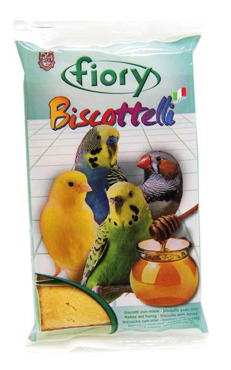 Бисквиты для птиц Fiory Biscottelli, с медом, 30 г2000 Бисквиты для птиц Fiory Biscottelli, с медом, 30 г2000Бисквиты для птиц Fiory Biscottelli с медом станут отличным дополнением к ежедневному рациону вашей птички.Мед богат витаминами, а также обладает насыщенным вкусом, который непременно понравится вашему пернатому питомцу. Содержат яйца, сахар, молоко с медом. Ингредиенты: злаки, яйцо и его производные (30%), сахар (27%), яблоко (4,1%), содержащиеся антиоксиданты одобрены Советом Европы.