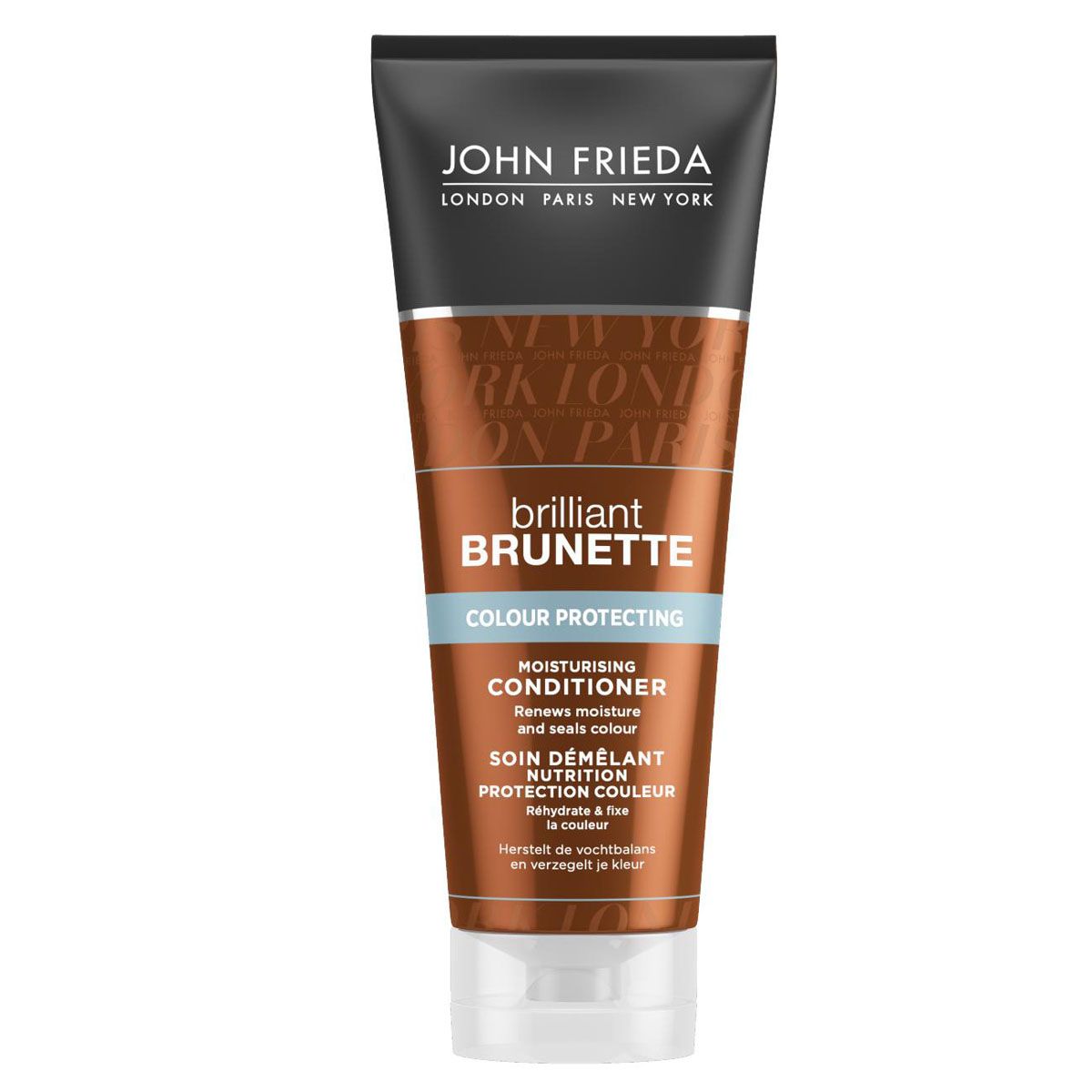 John Frieda Увлажняющий кондиционер для защиты цвета темных волос Brilliant Brunette COLOUR PROTECTING 250 млjf311220 John Frieda Увлажняющий кондиционер для защиты цвета темных волос Brilliant Brunette COLOUR PROTECTING 250 млjf311220Восстанавливает увлажнение и закрепляет цвет. Расстанься с тусклыми, сухими темными волосами. Увлажняющий кондиционер для защиты цвета темных волос увлажняет волосы, сохраняя интенсивность и красоту цвета волос надолго.