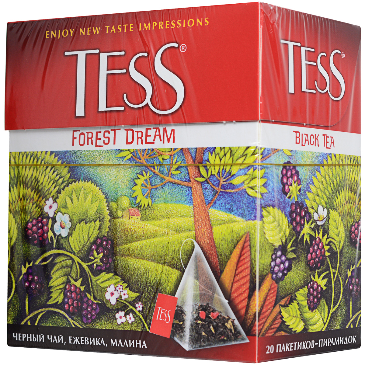 Tess Forest Dream ароматизированный чай в пакетиках, 20 шт0784-12 Tess Forest Dream ароматизированный чай в пакетиках, 20 шт0784-12Чудесная композиция благородного цейлонского чая с кусочками ежевики и лесной малины открывает новый великолепный вкус, в котором слышится благоухание лесной опушки, согретой июльским солнцем. Уважаемые клиенты! Обращаем ваше внимание на возможные изменения в дизайне упаковки. Поставка осуществляется в одном из двух приведенных вариантов упаковок в зависимости от наличия на складе.