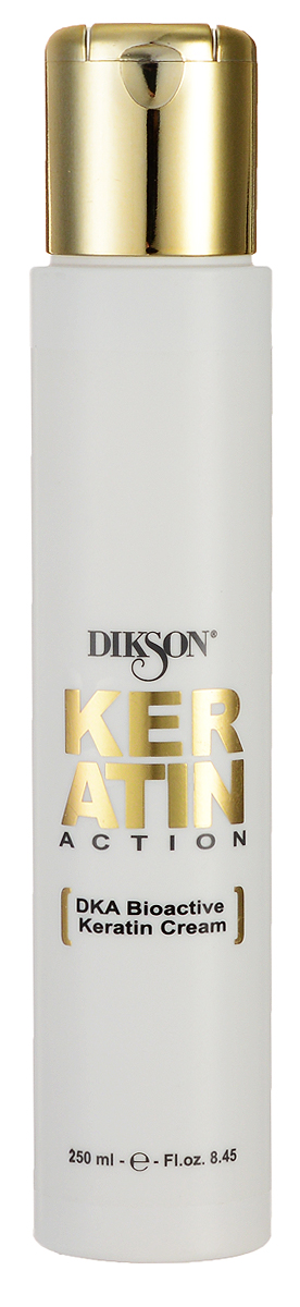 Dikson Keratin Action DKA Биоактивный Кератиновый крем ДОМ BioActive Keratin Cream №4 250 мл555 Dikson Keratin Action DKA Биоактивный Кератиновый крем ДОМ BioActive Keratin Cream №4 250 мл555Dikson Keratin Action DKA BioActive Keratin Cream №4 Биоактивный Кератиновый крем ДОМ создан на основе инновационной формулы Dikson DKA, которая является настоящим прорывом в сфере восстановления волос и ухода за ними. Данная формула обеспечивает 100% гарантию успеха и работает следующим образом молекулы кератина, которые, по сути, являются «жидкими волосами (волосы на 88% состоят именно из кератина) глубоко проникают в кутикулу каждого волоса, осуществляя его восстановление и укрепление от негативных воздействий внешних факторов. При регулярном применении биоактивного кератинового крема от компании Диксон волосы становятся здоровыми и сильными, приобретают отличный блеск и красоту.Кератиновый биоактивный крем обеспечивает интенсивное и полноценное питание волос и подходит для восстановления волос любого типа, в том числе, для мелированных, окрашенных и химически выпрямленных.