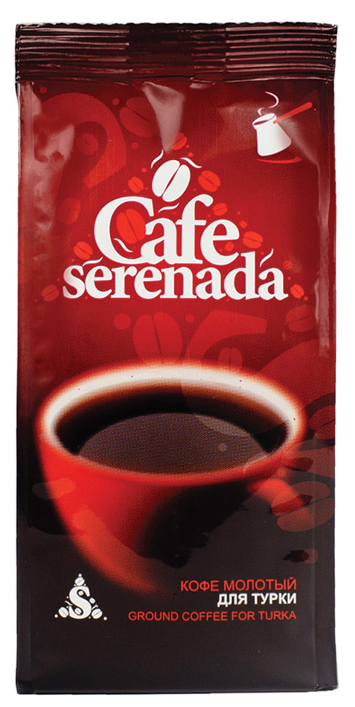 Serenada кофе молотый для турки, 100 г4602076000197 Serenada кофе молотый для турки, 100 г4602076000197Молотый кофе Serenada изготовлен из отборных сортов кофе, выращенных на высокогорных плантациях Центральной и Южной Америки, Африки и Индии. Кофе имеет терпкий, крепкий вкус и густую консистенцию. Идеально подходит для приготовления в турке.