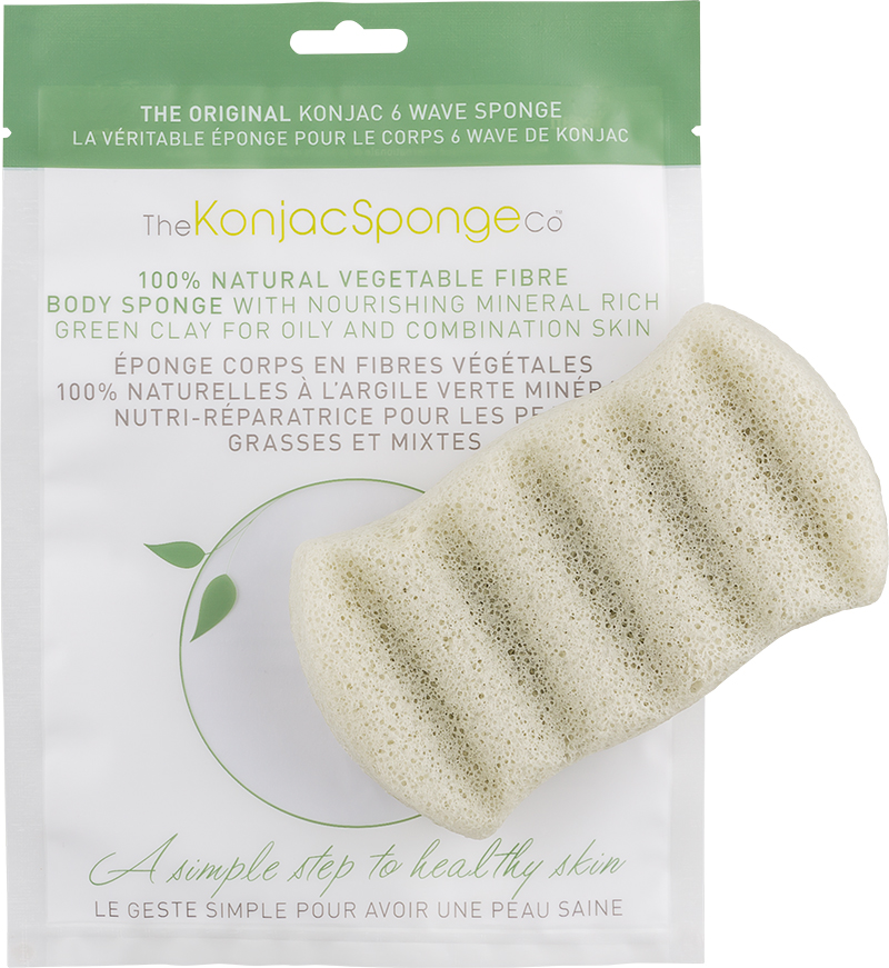 The Konjac Sponge Co Спонж для мытья тела 6 Wave Body - Green Clay
