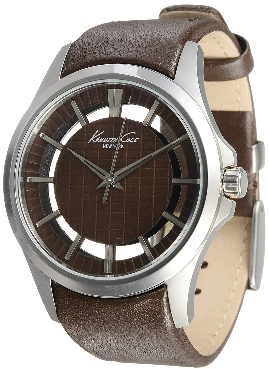 Часы мужские наручные Kenneth Cole, цвет: коричневый, серебристый. 10022289