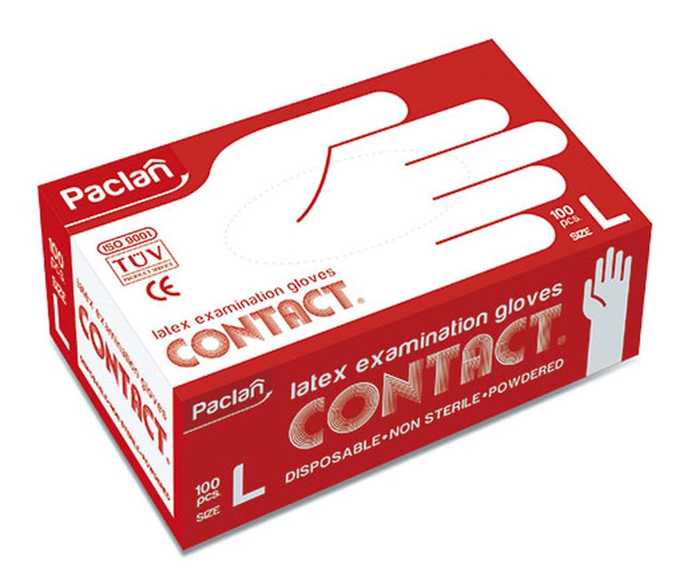 Перчатки латексные Paclan Contact, 100 шт. Размер L135720/350124 Перчатки латексные Paclan Contact, 100 шт. Размер L135720/350124Перчатки из латекса Paclan Contact многофункциональны. Они могут стать незаменимым помощником при ремонте и уборке помещений, при стирке и даже при окраске волос.