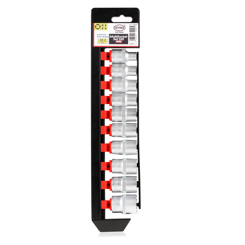 Набор головок мультипрофильных Heyner, 1/2, 10 шт340000 Набор головок мультипрофильных Heyner, 1/2, 10 шт340000Набор головок 1/2, 10 шт. 8-10-12-13-14-15-16-17-19-22 мм. Хромванадиевая высококачественная сталь.