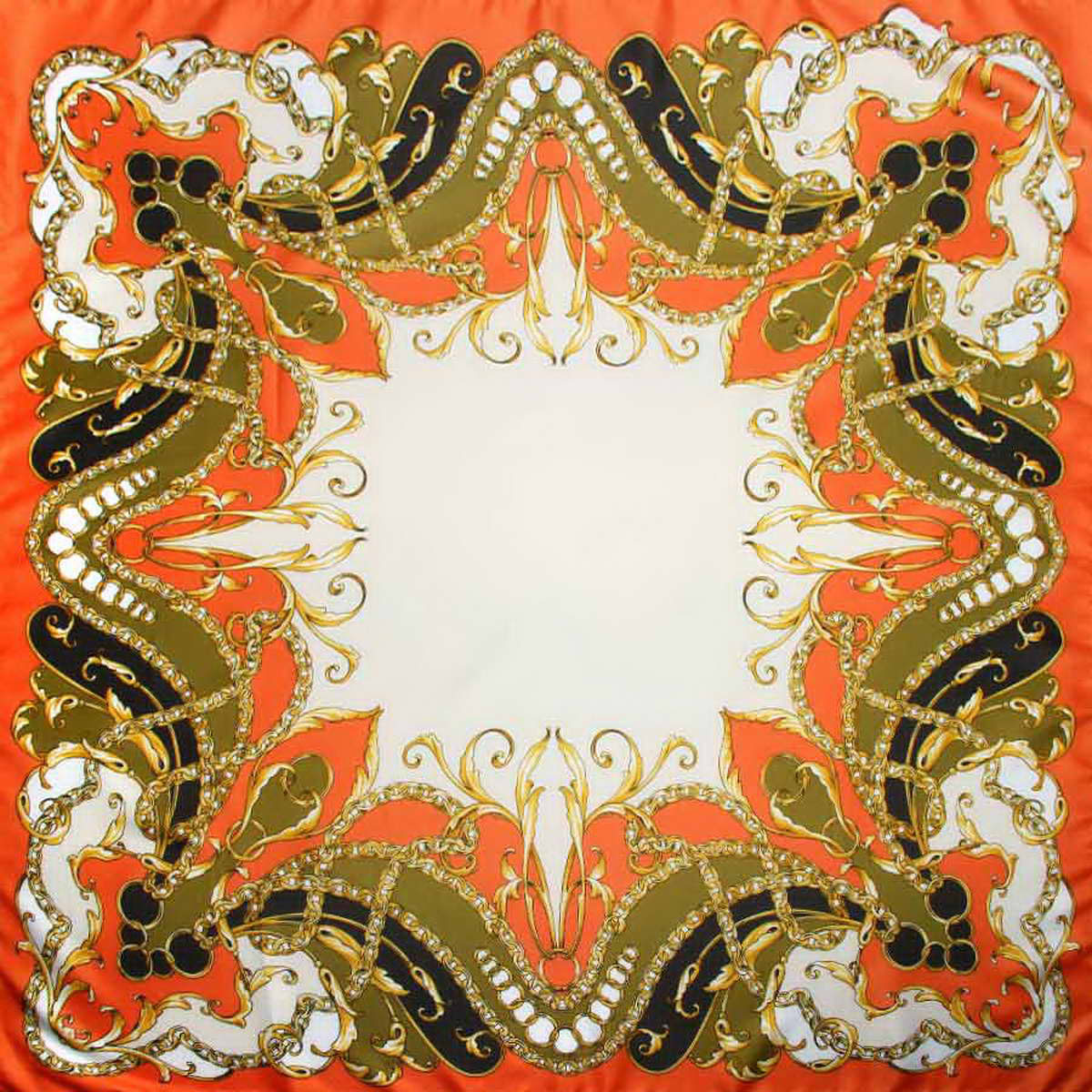 Платок женский Venera, цвет: оранжевый, оливковый, кремовый. 3904972-27. Размер 90 см х 90 см