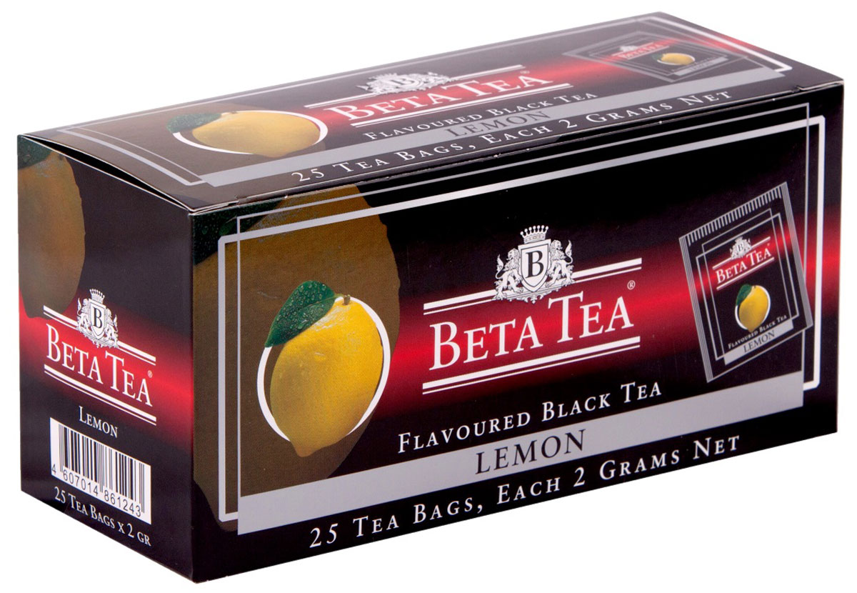 Beta Tea Лимон чай в пакетиках, 25 шт4607014861243 Beta Tea Лимон чай в пакетиках, 25 шт4607014861243Бета Лимон содержит в себе неповторимый аромат лимона, что придает чаю изысканный вкус. Этот чай, собранный с самых лучших плантаций Цейлона, производится в экологически чистых условиях при помощи современных технологий.