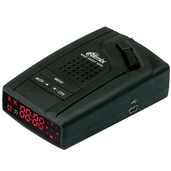 Ritmix RAD-505ST GPS радар-детектор15118220 Ritmix RAD-505ST GPS радар-детектор15118220Ritmix RAD-505ST GPS – надёжный лазер/радар-детектор с встроенным GPS / GLONASS-приёмником и базой данных координат радаров и камер, адаптированный для РФ и стран СНГ. Устройство обнаруживает целый ряд измерительных приборов, в том числе и лазерные полицейские радары последнего поколения, такие как ЛИСД, АМАТА.Детектор поддерживает технологию VCO (генератор, управляющий напряжением), которая выполняет фильтрацию ложных сигналов, значительно повышает точность и скорость работы устройства, а также продлевает срок его эксплуатации. Предусмотрено четыре режима чувствительности, имеется функция отключения GPS и отдельных диапазонов, а также возможность сохранения в памяти собственных точек координат радаров.RAD-505ST GPS выполнен в эргономичном дизайне, поверхность устройства имеет приятное на ощупь SoftTouch-покрытие.Обновляемая прошивкаФункция компасаРежимы чувствительности: Трасса, Город 1, Город 2, SmartНастройка яркости дисплеяДлина принимаемой волны: 800-1100 нм