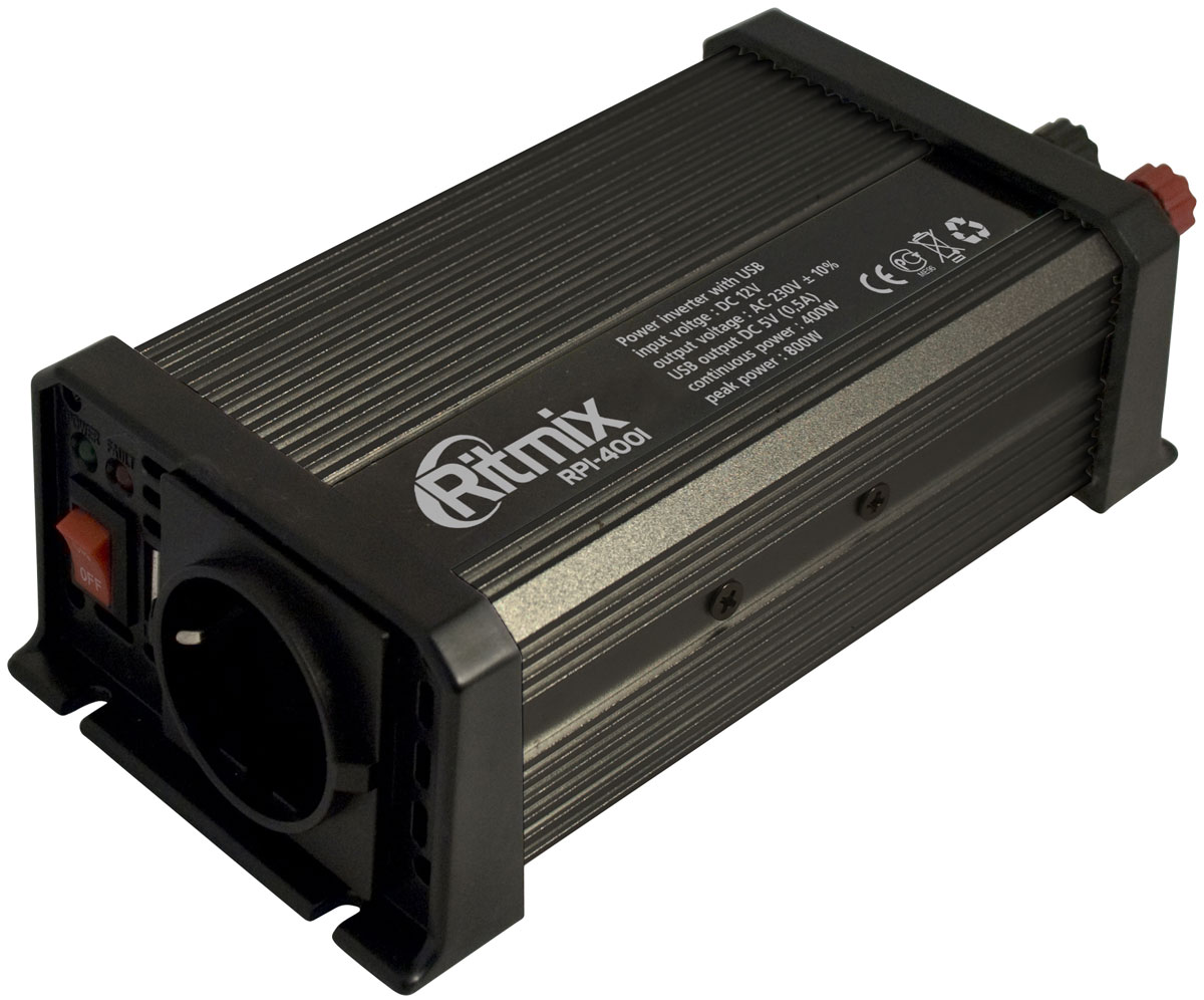 Ritmix RPI-4001 USB преобразователь напряжения15115812 Ritmix RPI-4001 USB преобразователь напряжения15115812Ritmix RPI-4001 – автомобильный инвертор напряжения, предназначенный для питания (зарядки) электронных устройств, работающих от сети 220 вольт или от USB. Любые электроприборы, которыми вы привыкли пользоваться у себя дома, теперь работают в вашем автомобиле, куда бы вы ни поехали!Важно!При подключении к прикуривателю потребляемая мощность прибора, подключённого к инвертору, не должна превышать 250 Вт. Если к инвертору подключается несколько приборов, потребляемая ими мощность суммарно не должна превышать 250 Вт. В противном случае возможен выход из строя приборов и всей электросети автомобиля.Выходная мощность: максимальная - 400 Вт; импульсная - 800 ВтВыходное напряжение: евророзетка - 230 В; USB - 5 ВВыходной ток USB: 0,5 АВыходная эффективность: до 85 %Порог отключения: при низком входном напряжении: 9,2 - 9,8 В; при высоком входном напряжении: 15 - 16 В