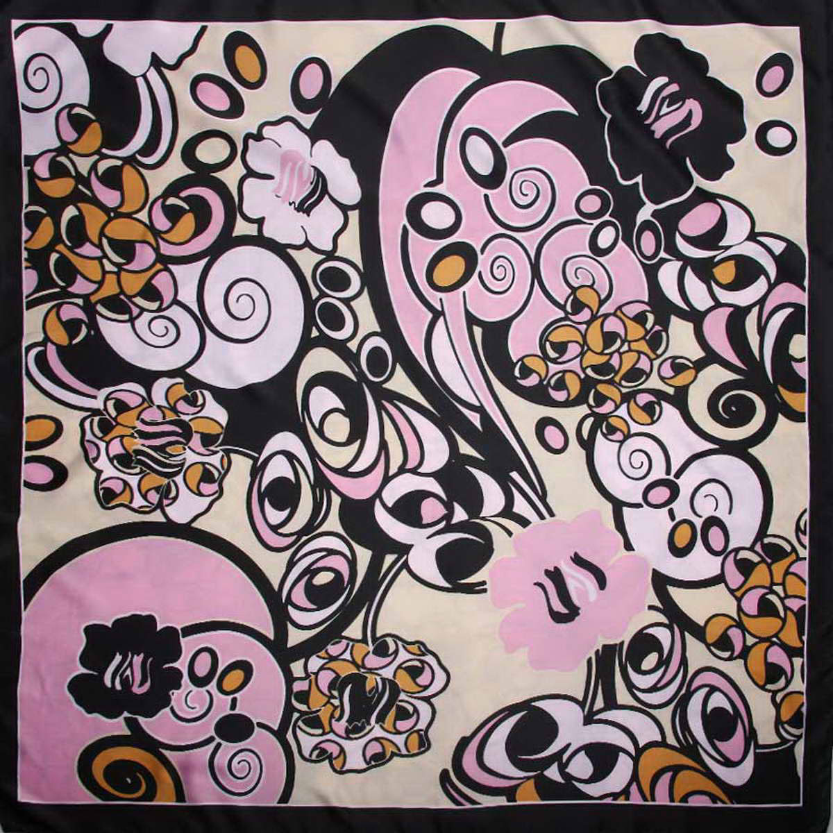 Платок женский Venera, цвет: черный, бежевый, розовый. 3915183-11. Размер 90 см х 90 см