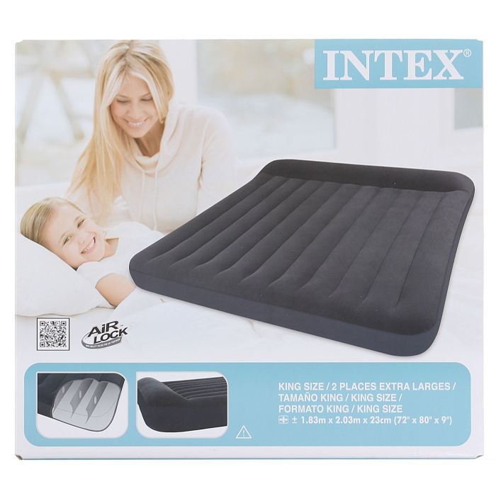 Матрас надувной Intex Classic King, цвет: черный, 183 х 203 х 23 см. 66770552996 Матрас надувной Intex Classic King, цвет: черный, 183 х 203 х 23 см. 66770552996Матрас надувной с подголовником Classic King изготовлен из высококачественного водонепроницаемого винила темно-синего цвета. Верхняя часть кровати имеет флокированное покрытие, по своим характеристикам напоминающее велюр, мягкое и приятное на ощупь.Максимальная нагрузка - 230 кг.
