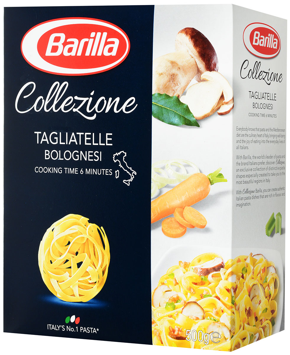 Barilla Tagliatelle паста тальятелле, 500 г8076809523714 Barilla Tagliatelle паста тальятелле, 500 г8076809523714Паста занимает главное место в итальянской культуре еды. Учитывая трепетное отношение итальянцев к еде, нетрудно представить, какое значение они придают качеству ингредиентов, правильной рецептуре и процессу приготовления.Внедряя инновации в процесс производства, Barilla твердо придерживается традиционной рецептуры и чрезвычайно требовательна в подборе ингредиентов. Будучи крупнейшим в мире покупателем пшеницы твердых сортов, Barilla работает с фермерами и поставщиками семян напрямую, контролируя не только качество посевного материала, но и отслеживая, как растят пшеницу и чем ее удобряют. Контролируется и процесс доставки.Миллионы семей во всем мире могут быть уверены, что паста из синей упаковки с хорошо знакомым им логотипом - самая настоящая, итальянская, высочайшего качества. Ни в одном из продуктов Barilla нет искусственных красителей, загустителей, консервантов и генномодифицированных продуктов.