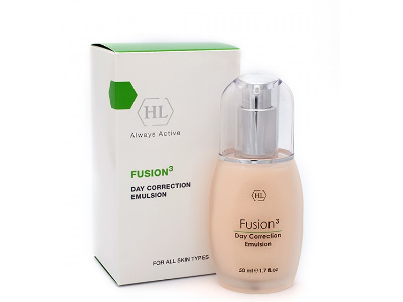 Holy Land Дневная эмульсия Fusion Day Correction Emulsion, 50 мл137057 Holy Land Дневная эмульсия Fusion Day Correction Emulsion, 50 мл137057Дневной крем с очень легкой текстурой, которая позволяет использовать препарат для любого типа кожи. Активные ингредиенты стимулируют синтез коллагена и межклеточного вещества, укрепляют связи между клетками, поддерживают высокий уровень увлажненности, стабилизируют обменные процессы в коже и уменьшают глубину морщин, обладают успокаивающими и защитными свойствами. После нанесения кожа мгновенно становится гладкой и бархатистой.Активные компоненты: Экстракт зеленых водорослей, экстракт яблока, гексапептид, кальций, аминокислоты (серин, аргинин, пролин), гидролизованные растительные протеины, масло акай, масло зародышей пшеницы, облепиховое масло, ретинол. Экстракт зеленых водорослей укрепляет кожу и стенки капилляров.Масло зародышей пшеницы натуральный антиоксидант, богатый витамином Е. Замедляет старение кожи, стимулирует обменные процессы, улучшает эластичность кожи.Масло облепихи содержит уникальный комплекс витаминов, микроэлементов, аминокислот, органических кислот, липидов и других биологически активных веществ. Облепиха давно известна как противовоспалительное, ранозаживляющее, регенерирующее и витаминизирующее средство. Восстанавливает кожный покров после солнечных и радиационных ожогов, укрепляет защитные функции кожи. Смягчает сухую кожу, улучшает ее структуру. Прекрасное средство для ухода за увядающей кожей, эффективно против морщин и пигментных пятен, при угревой сыпи, дерматитах, кожных трещинах.