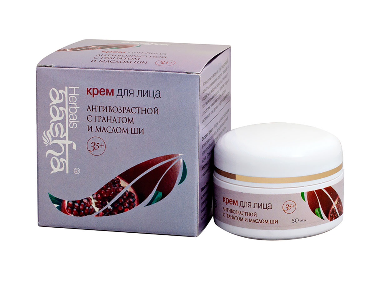 Aasha Herbals Крем для лица Антивозрастной с Гранатом и маслом Ши, 50 мл841028006083 Aasha Herbals Крем для лица Антивозрастной с Гранатом и маслом Ши, 50 мл841028006083Активно питает и увлажняет кожу, предупреждает возрастные изменения. Защищает кожу от свободных радикалов, препятствует разрушению коллагена в зрелой коже, укрепляет сосуды. Омолаживает кожу, делает ее гладкой и шелковистой. Для уставшей и увядающей кожи с признаками старения +35