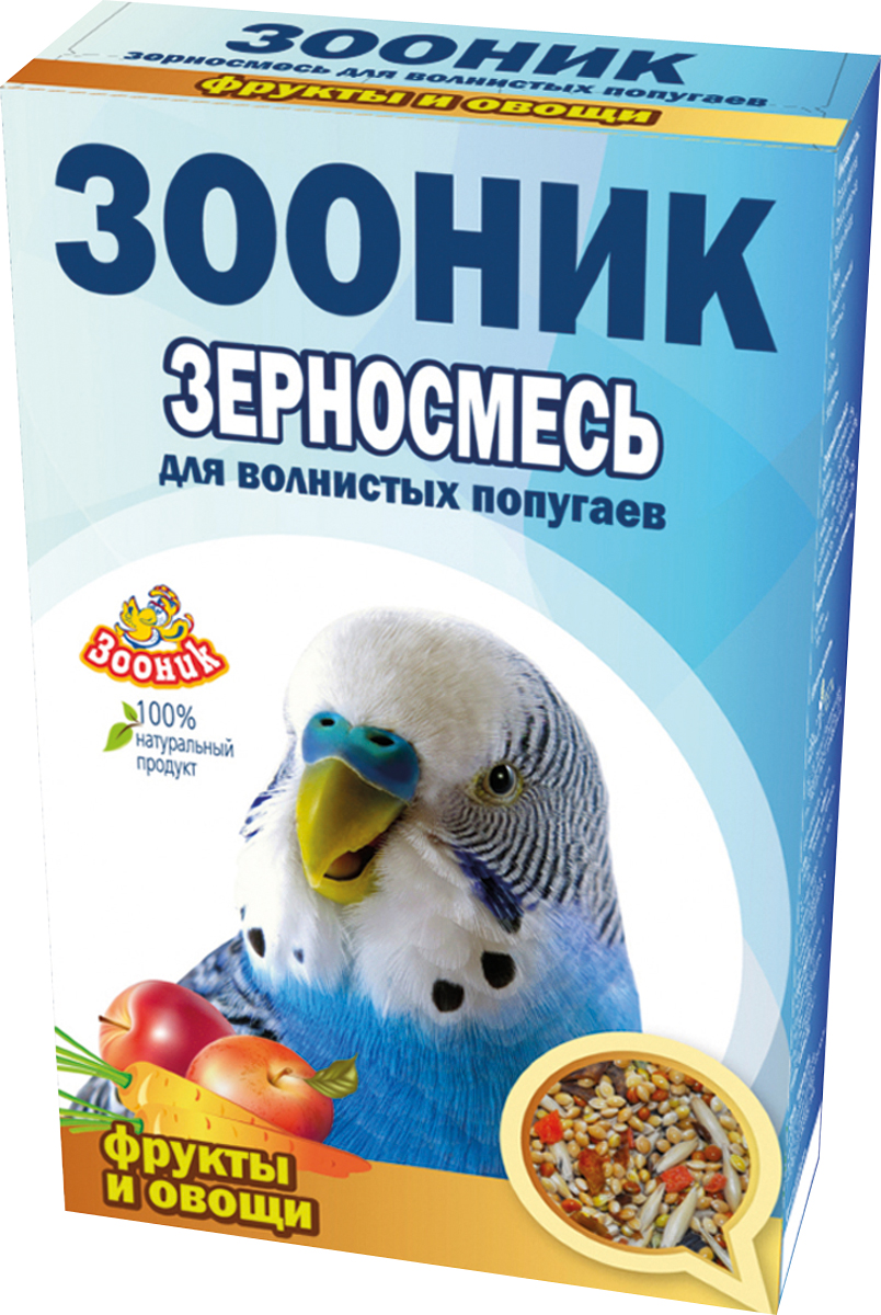 Корм Зооник Стандарт, для волнистых попугаев, с фруктами и овощами, 500 г4002 Корм Зооник Стандарт, для волнистых попугаев, с фруктами и овощами, 500 г4002Корм Зооник Стандарт С фруктами и овощами - полноценный ежедневный корм для волнистых попугаев, состоящий из отборных зерновых культур с добавлением фруктов и овощей, богат витаминами, минералами и важнейшими питательными веществами для полноценного здоровья вашего питомца.