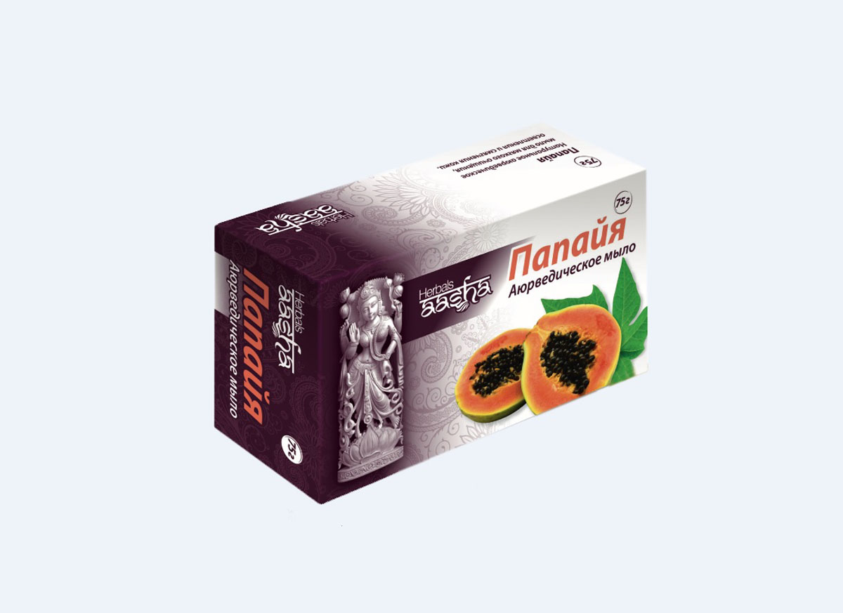 Aasha Herbals мыло твердое Папайя, 75 г841028002979 Aasha Herbals мыло твердое Папайя, 75 г841028002979Мыло на основе мякоти папайи, обогащенного витамином Е. Папаин, содержащийся в мякоти папайи, снижает концентрацию меланина и способствует осветлению, отбеливанию кожи. Очищает кожу, обеспечивает мощную антиоксидантную защиту. Для раздраженной и чувствительной кожи.