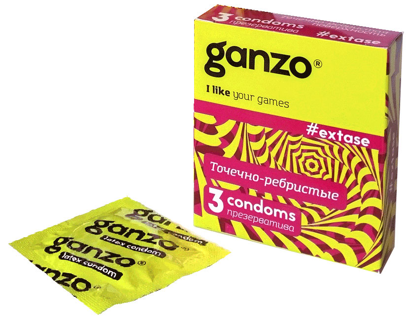 Ganzo Презервативы Extase, с точечной и ребристой поверхностью, 3 шт11005 Ganzo Презервативы Extase, с точечной и ребристой поверхностью, 3 шт11005Прозрачные презервативы Ganzo Extase анатомической формы с силиконовой смазкойи накопителем имеют точечную и ребристую поверхность для максимальной стимуляции партнерши. Изготовлены из натурального высококачественного латекса. Проверены с использованием электростатической технологии для большей надежности.Характеристики:Материал презерватива: латекс. Количество презервативов: 3. Длина презерватива: 180 мм. Ширина презерватива: 52 ± 2 мм. Производитель: Великобритания. Товар сертифицирован.