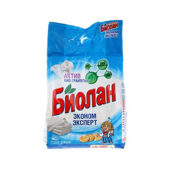 Стиральный порошок Биолан Эконом эксперт для стирки белых и светлых тканей, ручная стирка, 2,4 кг65-4 Стиральный порошок Биолан Эконом эксперт для стирки белых и светлых тканей, ручная стирка, 2,4 кг65-4Стиральный порошок Биолан Эконом эксперт предназначен для стирки и замачивания изделий из хлопчатобумажных, льняных, синтетических тканей, а также тканей из смешанных волокон. Не предназначен для стирки изделий из шерсти и натурального шелка. Также подходит для влажной уборки помещений и мытья загрязненных поверхностей из пластика и кафеля. Порошок имеет ненормируемое пенообразование. Благодаря активным биогранулам эффективно отстирывает загрязнения и очищает поверхности при влажной уборке. Экономит ваши средства, при этом не снижает качество отстирывания. Подходит для стиральных машин активаторного типа и ручной стирки. Характеристики: Вес: 2,4 кг. Артикул: 65-4. Товар сертифицирован.