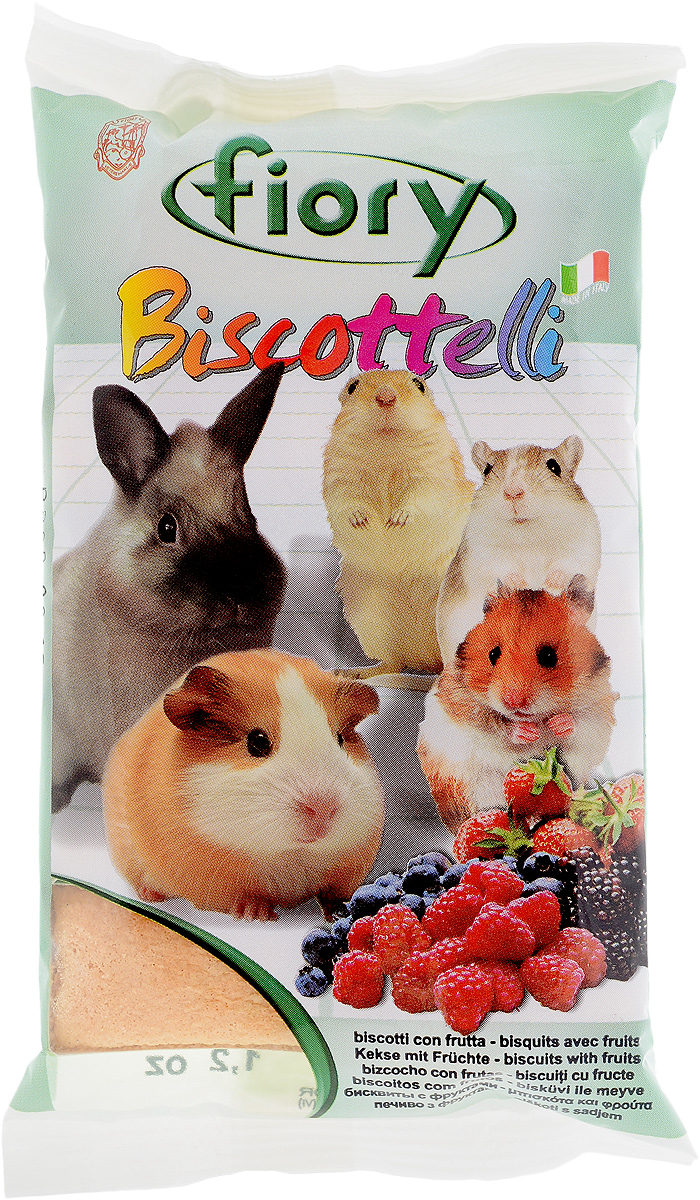 Бисквиты для грызунов Fiory Biscottelli, с фруктами, 35 г2020 Бисквиты для грызунов Fiory Biscottelli, с фруктами, 35 г2020Бисквиты для грызунов Fiory Biscottelli - источник редких витаминов и микроэлементов. Они состоят из яиц, сахара и злаков, а также аппетитных фруктов, которые непременно оценит ваш маленький грызун.Подарите своему питомцу питательное и полезное лакомство. Состав: злаковые, 30% продукты животного происхождения и производные продуктов, 27% сахар, 4,1% фрукты, мед, минеральные вещества, ароматы и продукты, красители и консерванты в соответствии со стандартами ЕЭС.Товар сертифицирован.