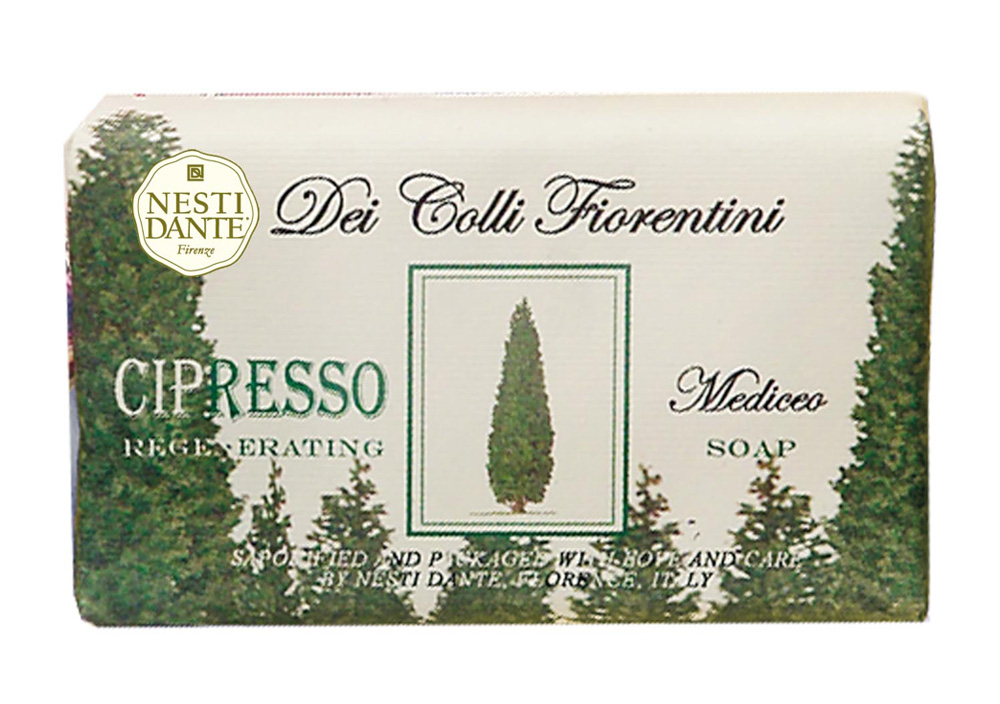 Nesti Dante Мыло Dei Colli Fiorentini. Кипарис, 250 г1755106 Nesti Dante Мыло Dei Colli Fiorentini. Кипарис, 250 г1755106Великолепное растительное мыло премиум-класса Nesti Dante Dei Colli Fiorentini. Кипарис изготовлено по старинным рецептам и по традиционной котловой технологии, в составе мыла только натуральные оливковое и пальмовое масло высочайшего качества, для ароматизации использованы органические эфирные масла. Ежедневный ритуал красоты, любви и заботы не только для тела, но и для души.Мыло Dei Colli Fiorentini. Кипарис - вдохновение от путешествий по цветущим холмам Флоренции.Изысканная флорентийская бумага, в которую завернуто мыло, расписана акварелью, на каждом кусочке мыла выгравирована надпись With Love And Care (С любовью и заботой). Товар сертифицирован.