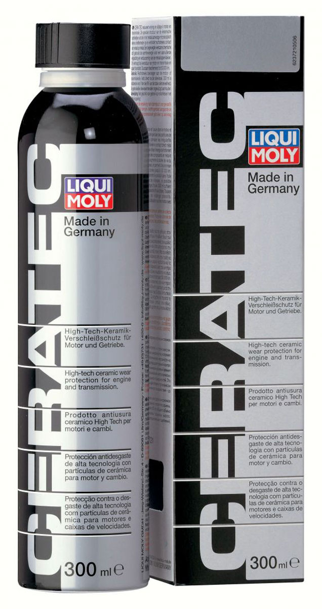 Присадка антифрикционная Liqui Moly Cera Tec, в моторное и трансмиссионное масло, 0,3 л3721 Присадка антифрикционная Liqui Moly Cera Tec, в моторное и трансмиссионное масло, 0,3 л3721Антифрикционная и защитная присадка Liqui Moly Cera Tec на основе соединения молибдена с добавлением керамического компонента. Благодаря действию керамических микрочастиц в двигателе существенно снижается трение. Дополнительно присадка укрепляет стенки цилиндров и поверхности поршневых колец, защищая двигатель при жестких режимах работы. Присадка рекомендуется для всех самых современных бензиновых и дизельных автомобилей, работающих на полновязких маслах. Эффект от разового применения присадки сохраняется до 50000 км.Особенности:Смешивается со всеми имеющимися в продаже моторными маслами.Существенное снижение трения и износа за счет керамических микрочастиц.Не оседает и абсолютно свободно проходит через все широко используемые фильтровые системы.Противостоит экстремально высоким и низким температурам.Снижает потребление топлива.Продлевает срок эксплуатации мотора.Улучшает плавность хода мотора.Нитрид бора химически инертен.Не повышает содержание фосфора и серы в моторном масле.Испытано на турбированных двигателях, в системах с каталитическими нейтрализаторами и сажевым фильтром (DPF).Предотвращает повреждение двигателя в результате экстремальных обстоятельств (утечка масла, очень высокие нагрузки, перегрев).Эффект сохраняется до 50 000 км.Основа: нитрид бора+активные вещества, базовое масло.Товар сертифицирован.