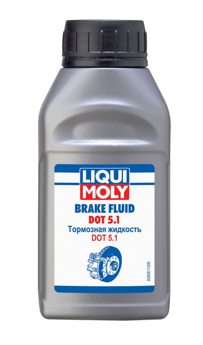 Жидкость тормозная LiquiMoly Brake Fluid DOT 5.1, 0,25 л8061 Жидкость тормозная LiquiMoly Brake Fluid DOT 5.1, 0,25 л8061Синтетическое маловязкая тормозная жидкость, с увеличенной температурой кипения, для автомобилей и мотоциклов, оборудованных системами ESP, ASR, ABS.