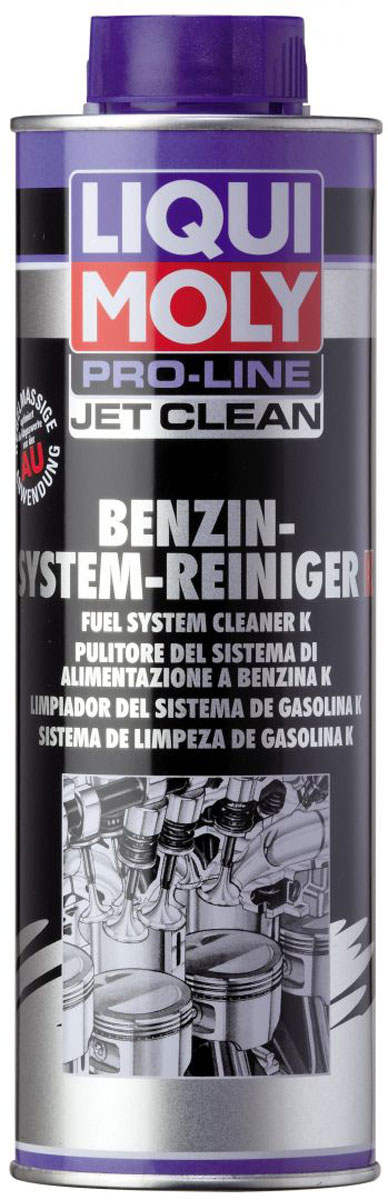 Жидкость для очистки бензиновых систем впрыска Liqui Moly Pro-Line JetClean Benzin-System-Reiniger Konzentrat, 0,5 л5152 Жидкость для очистки бензиновых систем впрыска Liqui Moly Pro-Line JetClean Benzin-System-Reiniger Konzentrat, 0,5 л5152Концентрат очищающей жидкости Liqui Moly Pro-Line JetClean Benzin-System-Reiniger Konzentrat применяется для аппарата JetClean-Gerat. Снижает содержание СО и СН в выхлопе. Жидкость прошла испытания на соответствие международным нормам CEC. Для устранения проблем при холодном запуске, неплавного холостого хода, плохого приема газа, потери мощности, небольших толчков и высоких значений вредных веществ в выхлопном газе, причинами которых являются загрязненные системы впрыска бензина. Поднимает компрессию за счет раскоксовки колец и очистки фасок клапанов. Для любых систем впрыска бензина.Особенности:Легко и быстро очищает системы впрыска от нагараУдаляет коксовые нагары и отложения из дозаторов и на впрыскивающих клапанахЭффективен для всех систем впрыскаТочное дозирование впрыска и распыление топливаОбеспечивает оптимальный режим движения и низкий расход топливаНе воздействует на резиновые уплотнения и шлангиОптимизирует выброс выхлопных газовПовышает эксплуатационную надежность и экономичность.Основа: присадки/специальная несущая жидкость.Товар сертифицирован.