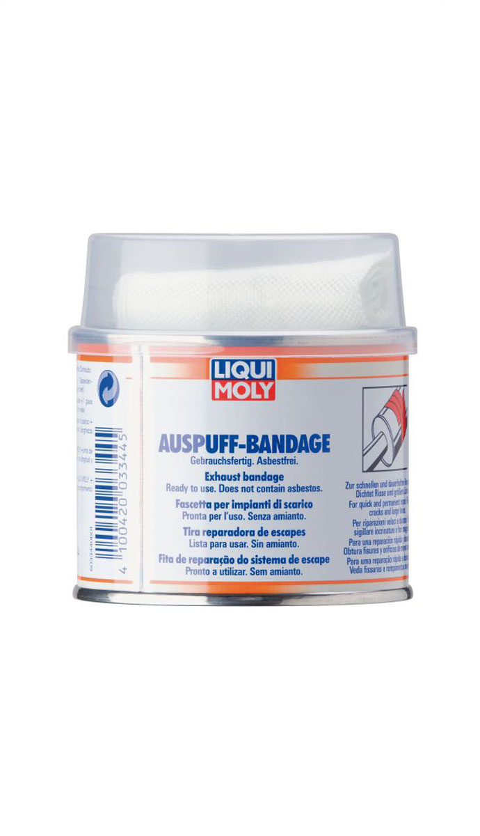 Бандаж для ремонта системы выхлопа LiquiMoly Auspuff-Bandage gebrauchsfertig, 0,2 л3344 Бандаж для ремонта системы выхлопа LiquiMoly Auspuff-Bandage gebrauchsfertig, 0,2 л3344Бандаж применяется для экономичного временного ремонта системы выхлопа. Герметизирует большие повреждения и трещины, являясь газонепроницаемым.
