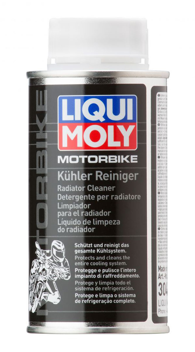 Очиститель системы охлаждения Liqui Moly Motorbike Kuhler Reiniger, 150 мл3042 Очиститель системы охлаждения Liqui Moly Motorbike Kuhler Reiniger, 150 мл3042Средство Liqui Moly Motorbike Kuhler Reiniger добавляется в антифриз перед его заменой, удаляет типичные загрязнения системы охлаждения. Восстанавливает производительность системы охлаждения. Поддерживает отмытые загрязнения во взвешенном состоянии. Позволяет наиболее полно удалить загрязнения из системы охлаждения. Восстанавливает нормальный тепловой режим двигателя.Особенности: Восстанавливает нормальный тепловой режим двигателя, предотвращает перегрев.Растворяет типичные загрязнения системы охлаждения.Способствует выводу загрязнений из системы.Защищает систему охлаждения от повреждений в результате коррозии.Смешивается с любыми стандартными антифризами.Улучшает надежность эксплуатации.Совместим с конструкционными материалами и уплотнениями.Не содержит агрессивных компонентов.Товар сертифицирован.