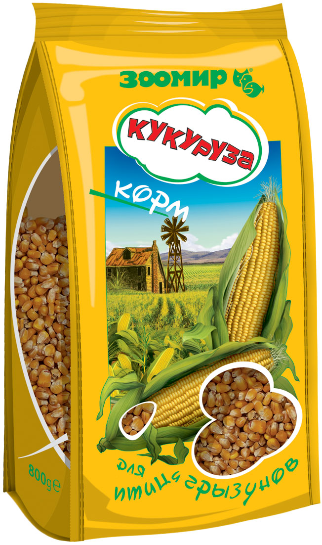 Корм для птиц и грызунов Зоомир Кукуруза, 800 г4607 Корм для птиц и грызунов Зоомир Кукуруза, 800 г4607Зоомир Кукуруза - один из самых лучших и широко используемых видов кормов для декоративных зерноядных птиц и грызунов. По энергетической ценности кукуруза превосходит многие другие зерновые корма, содержит много белка (9-12%), углеводов (65-70%) и мало - клетчатки. Богата железом и каротином (провитамином А). Особенно много провитамина А в желтозерных сортах. Кукуруза является одним из основных компонентов для составления различных зерновых смесей. Многие птицы неохотно едят сухую кукурузу, выклевывая лишь сердцевину. В этом случае рекомендуется зерно замачивать или запаривать.Состав: семена кукурузы.Товар сертифицирован.